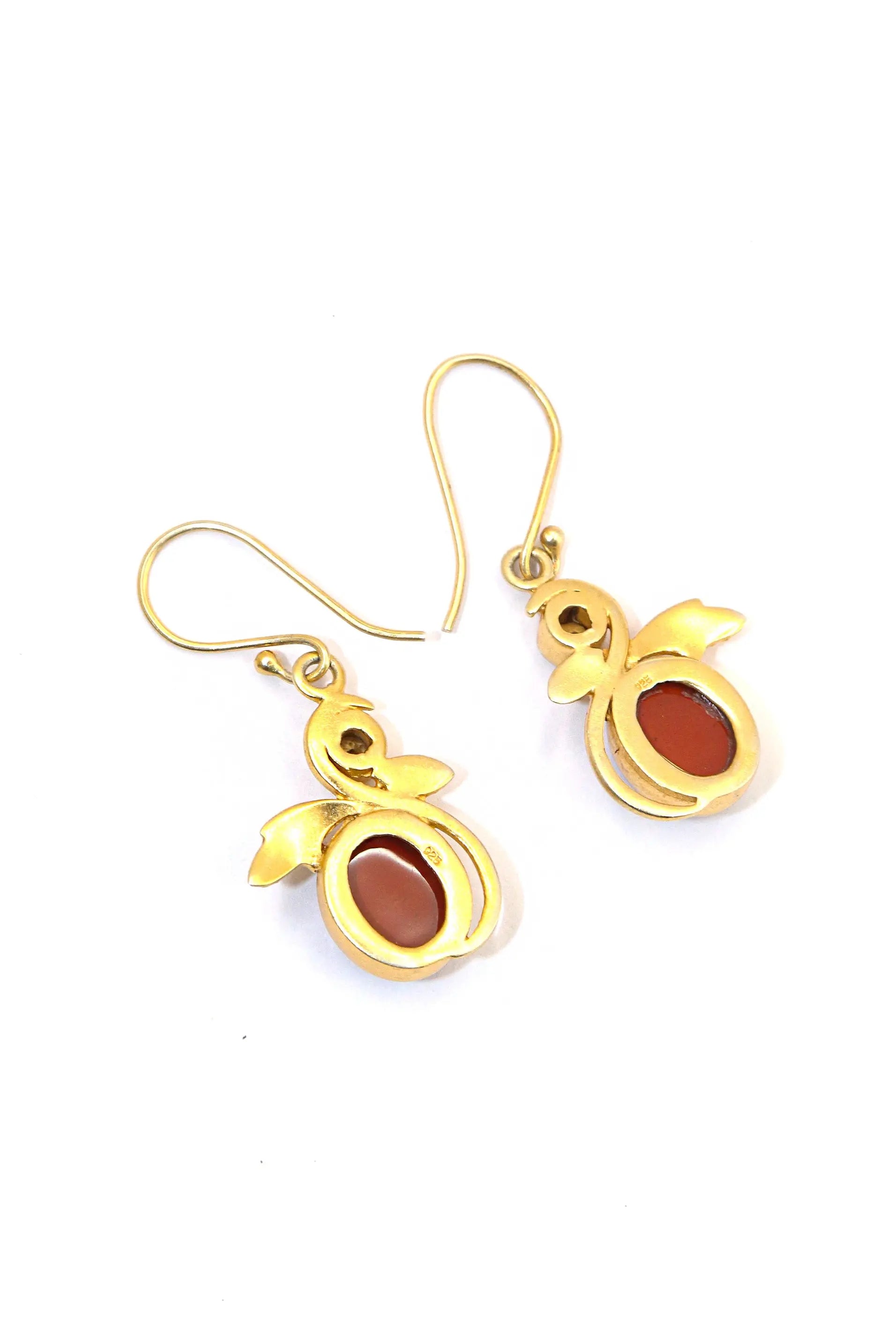 Stylish Gold-Plated with Vibrant Red Garnet Gemstone Earring Jewelry VJewels