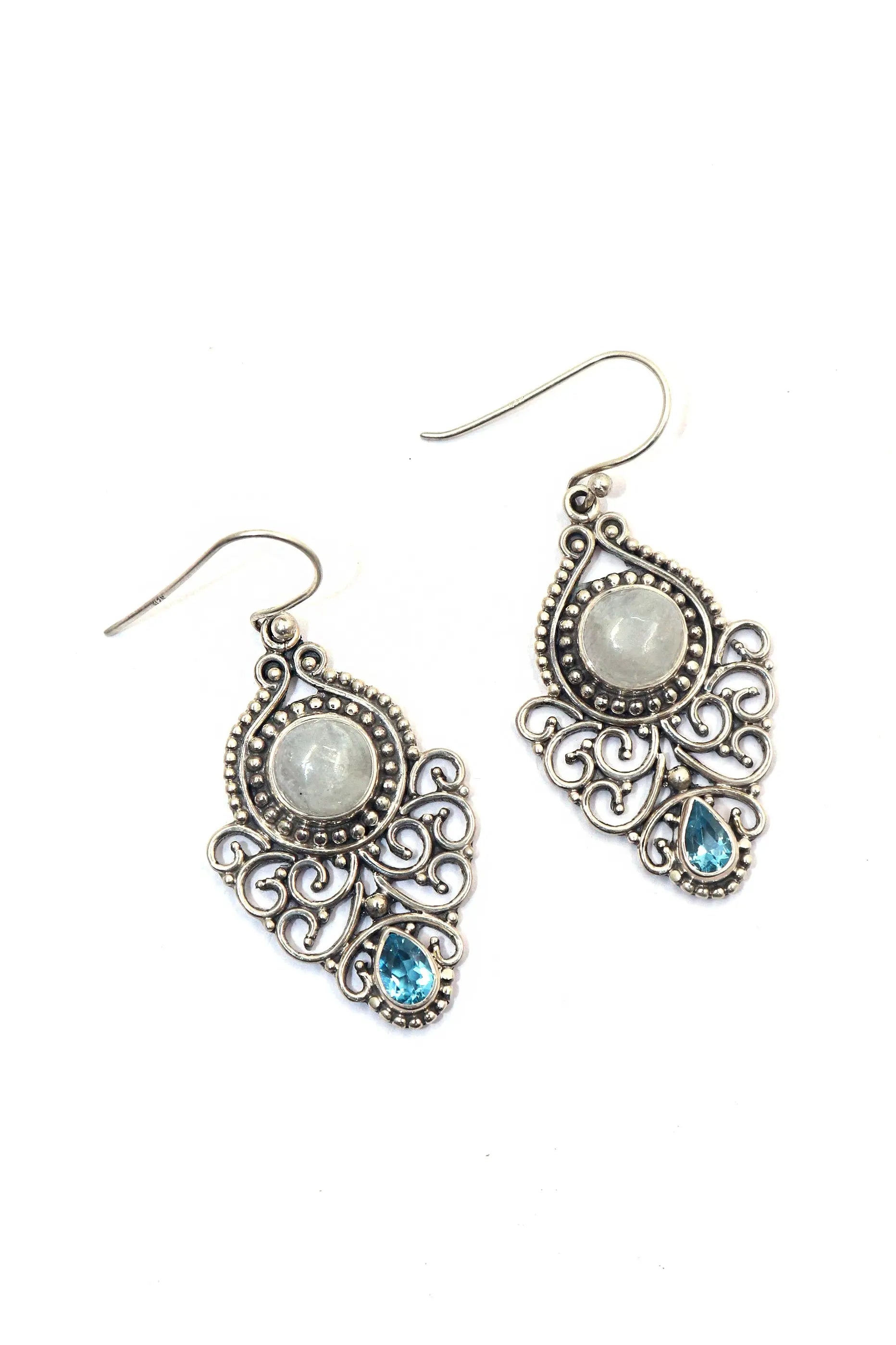 Timeless Beauty Rainbow And Blue Topaz Gemstone with Touch Elegance Earrings VJewels