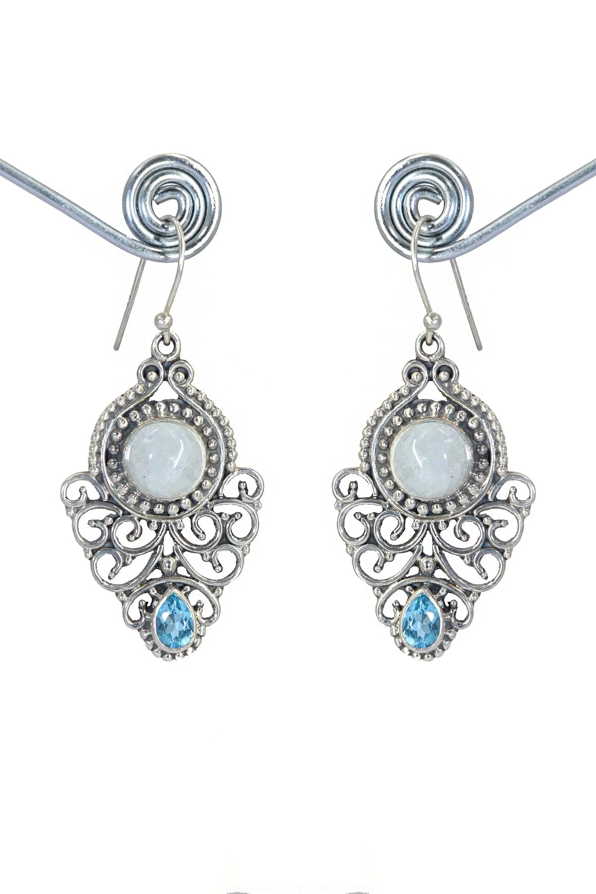 Timeless Beauty Rainbow And Blue Topaz Gemstone with Touch Elegance Earrings VJewels
