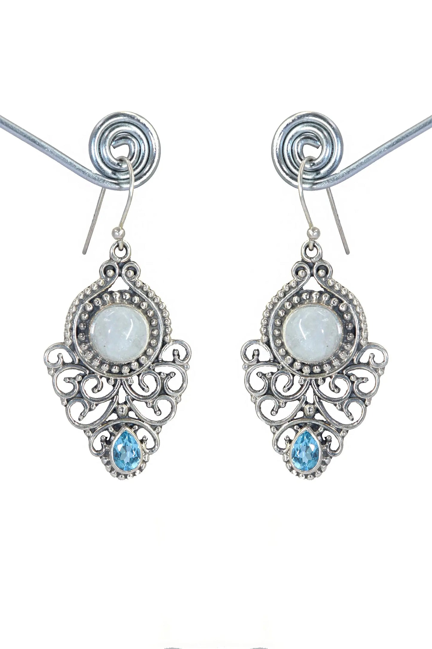 Timeless Beauty Rainbow And Blue Topaz Gemstone with Touch Elegance Earrings VJewels