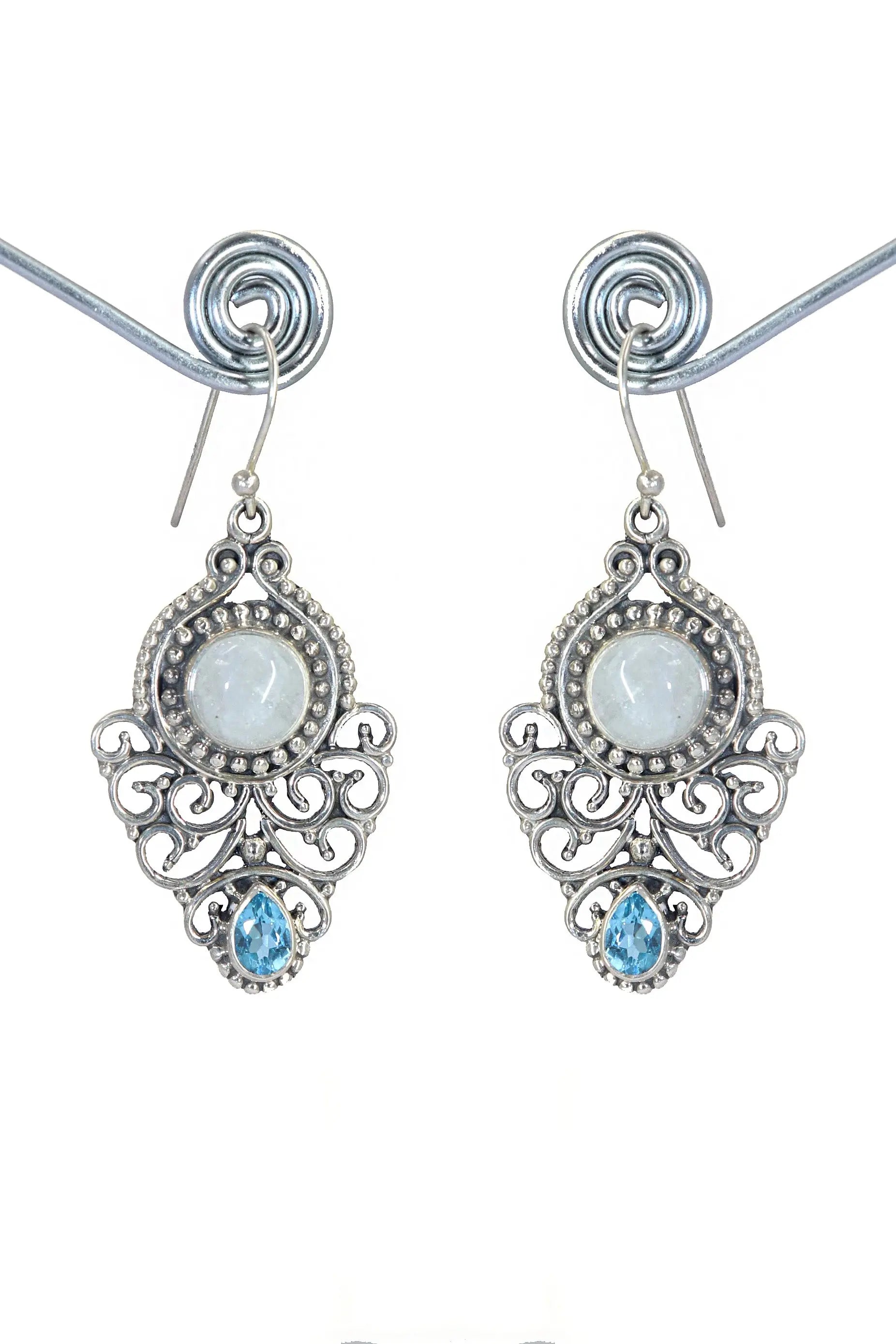 Timeless Beauty Rainbow And Blue Topaz Gemstone with Touch Elegance Earrings VJewels