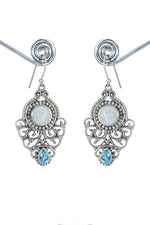 Timeless Beauty Rainbow And Blue Topaz Gemstone with Touch Elegance Earrings VJewels