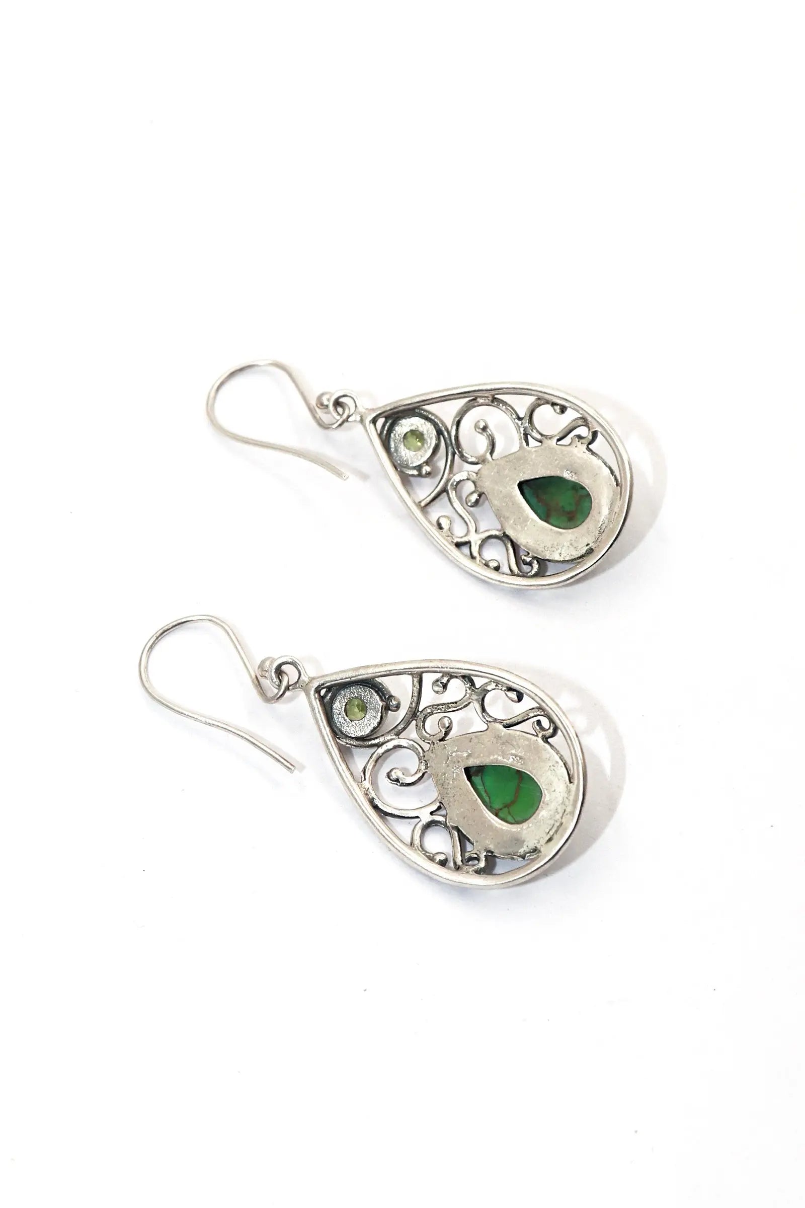 Touch of Elegance Dazzling Earrings with Turquoise and  Peridot Gemstone Hook Earring VJewels