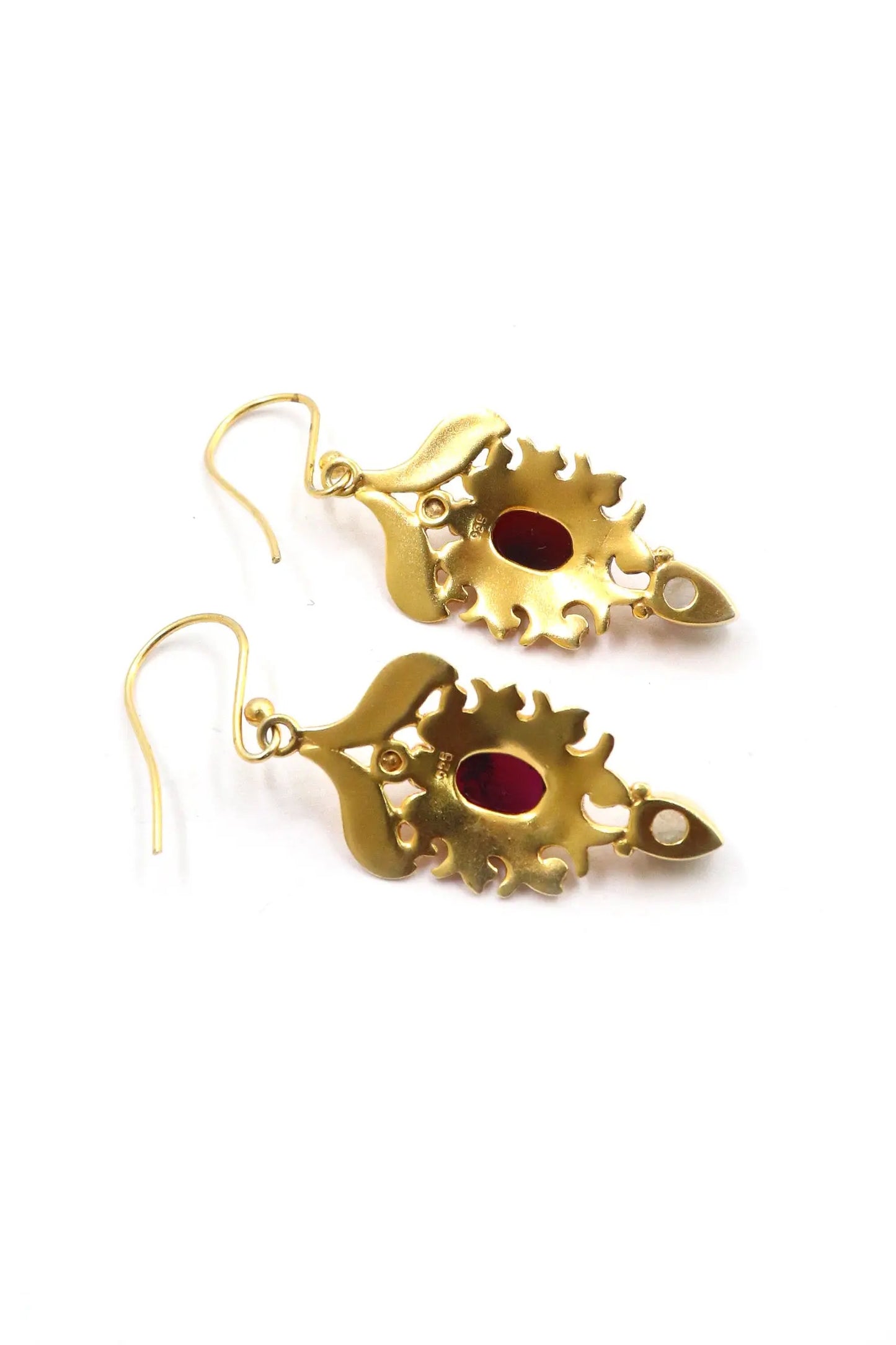 Trending Now Gold Plated Earrings with Moonstone, Garnet Gemstones Earring VJewels