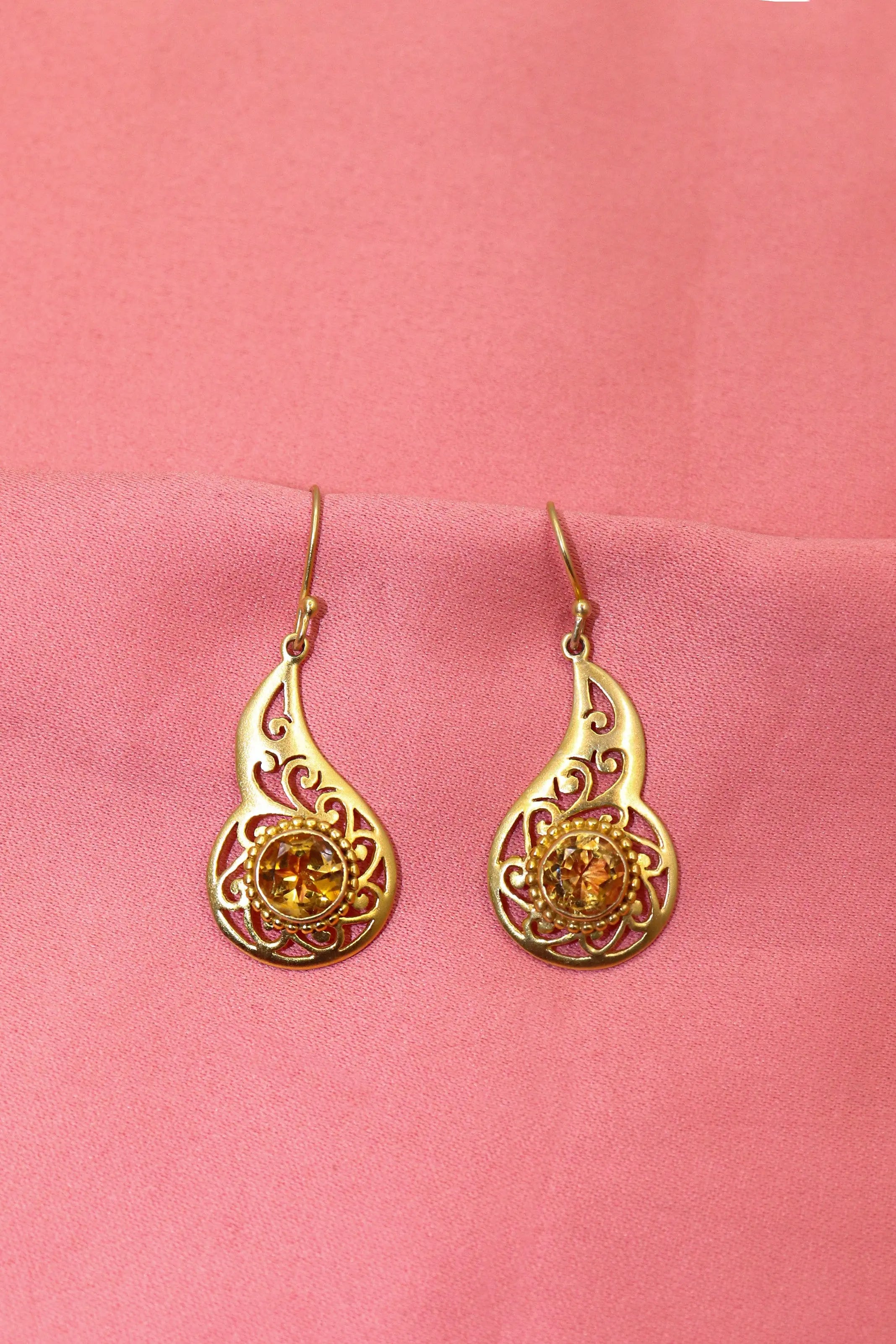 Trendy Gold-Plated Earrings with Eye-Catching Citrine Gemstone Earring Jewelry VJewels