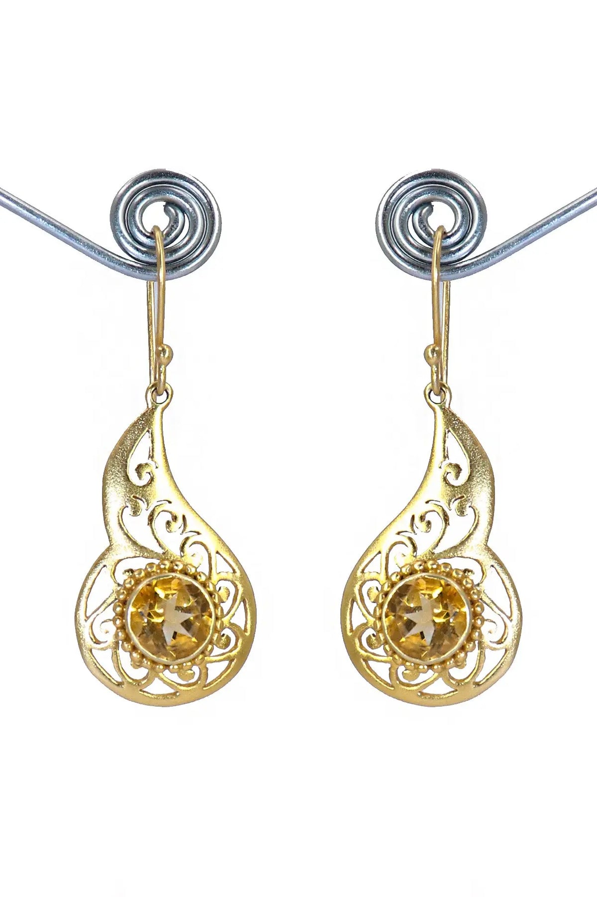 Trendy Gold-Plated Earrings with Eye-Catching Citrine Gemstone Earring Jewelry VJewels