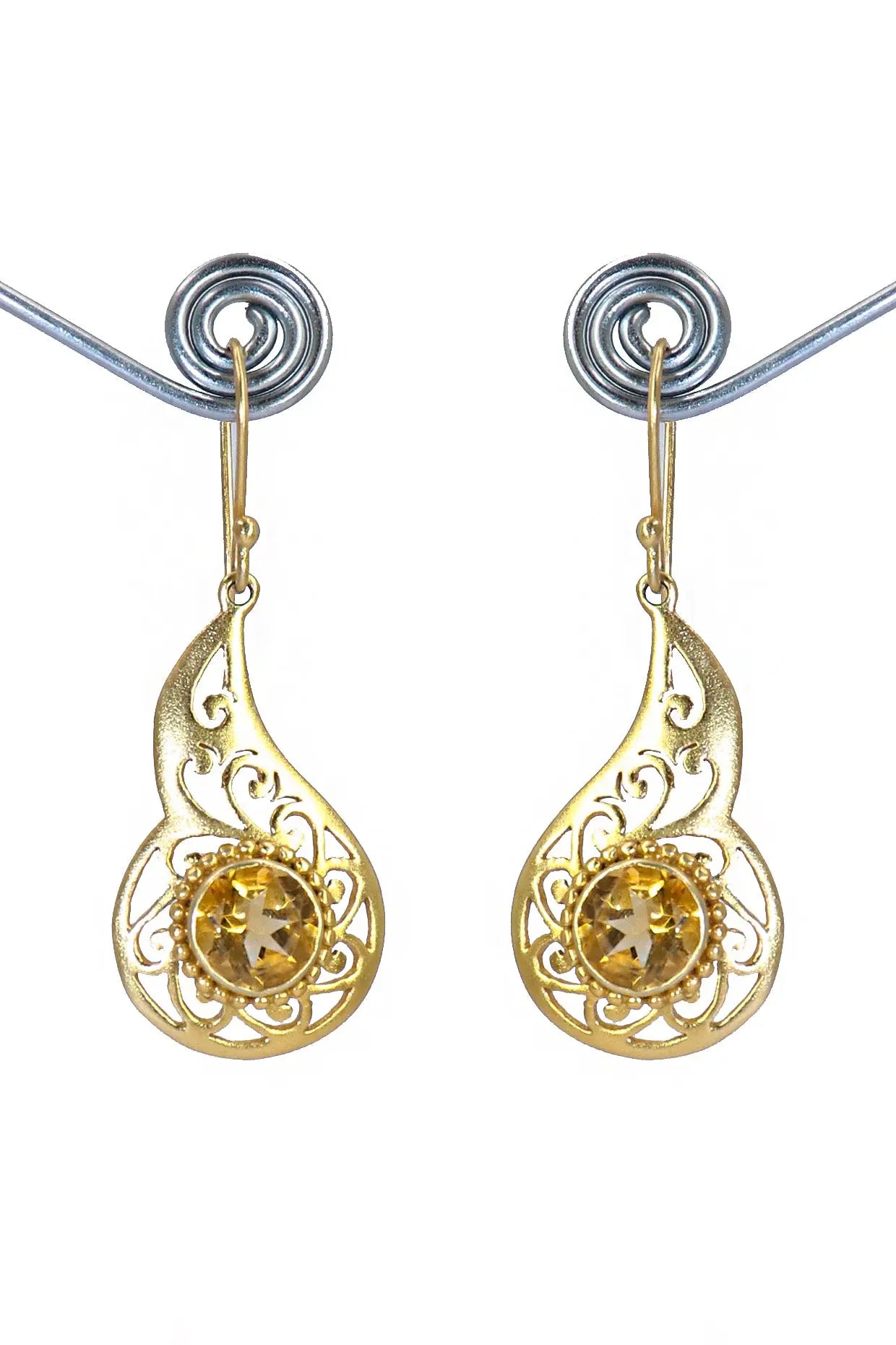 Trendy Gold-Plated Earrings with Eye-Catching Citrine Gemstone Earring Jewelry VJewels