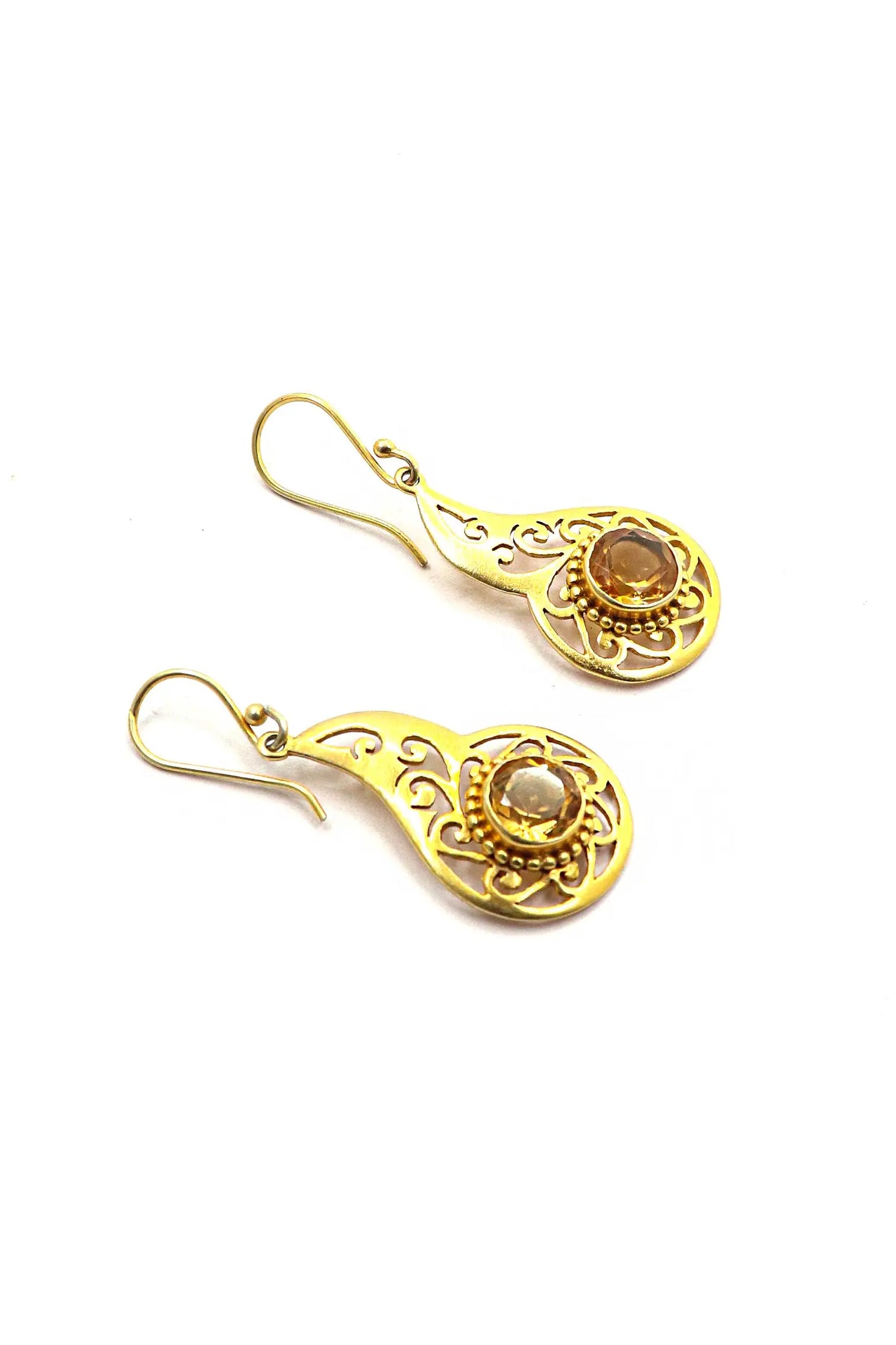 Trendy Gold-Plated Earrings with Eye-Catching Citrine Gemstone Earring Jewelry VJewels