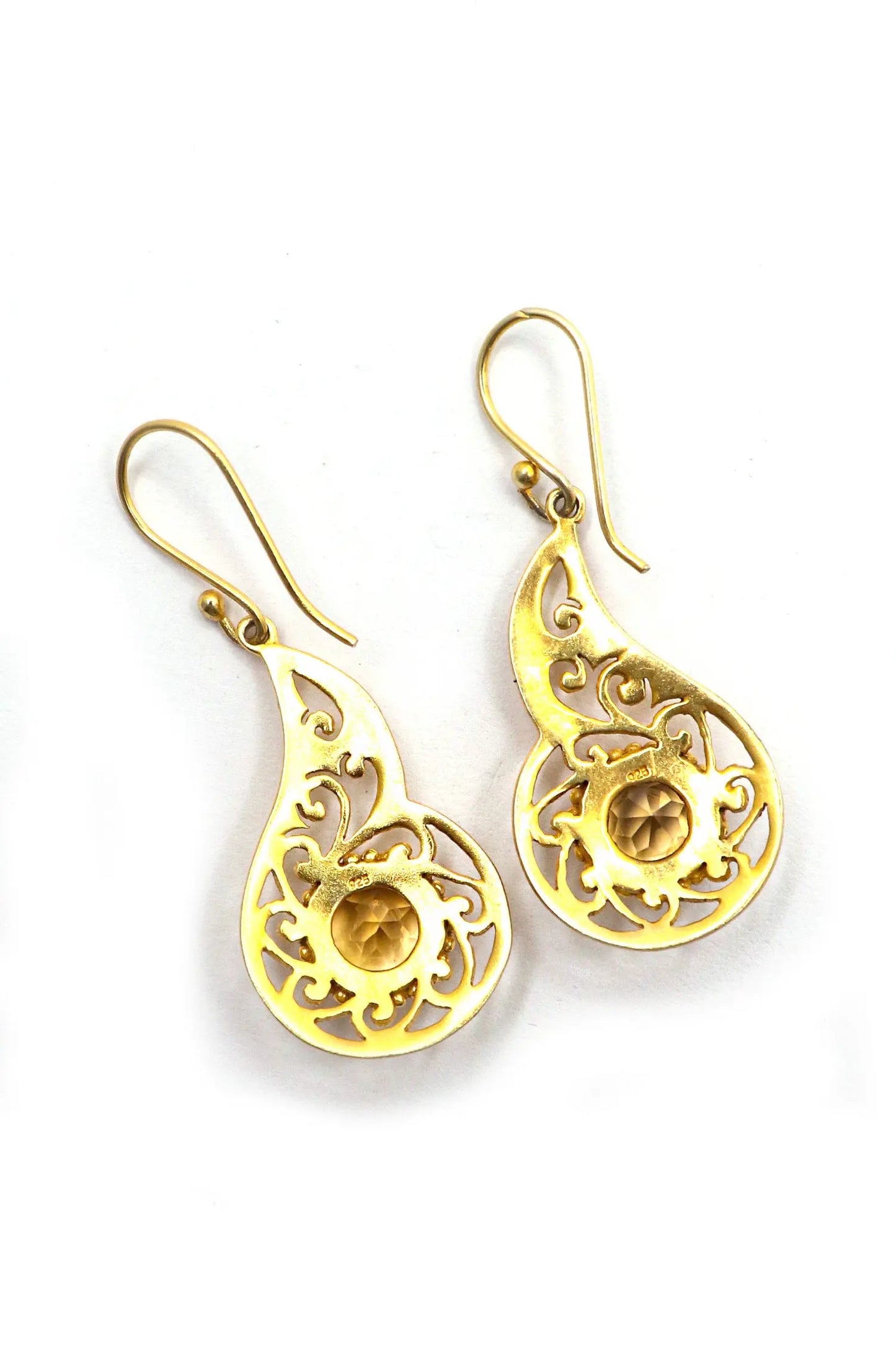 Trendy Gold-Plated Earrings with Eye-Catching Citrine Gemstone Earring Jewelry VJewels