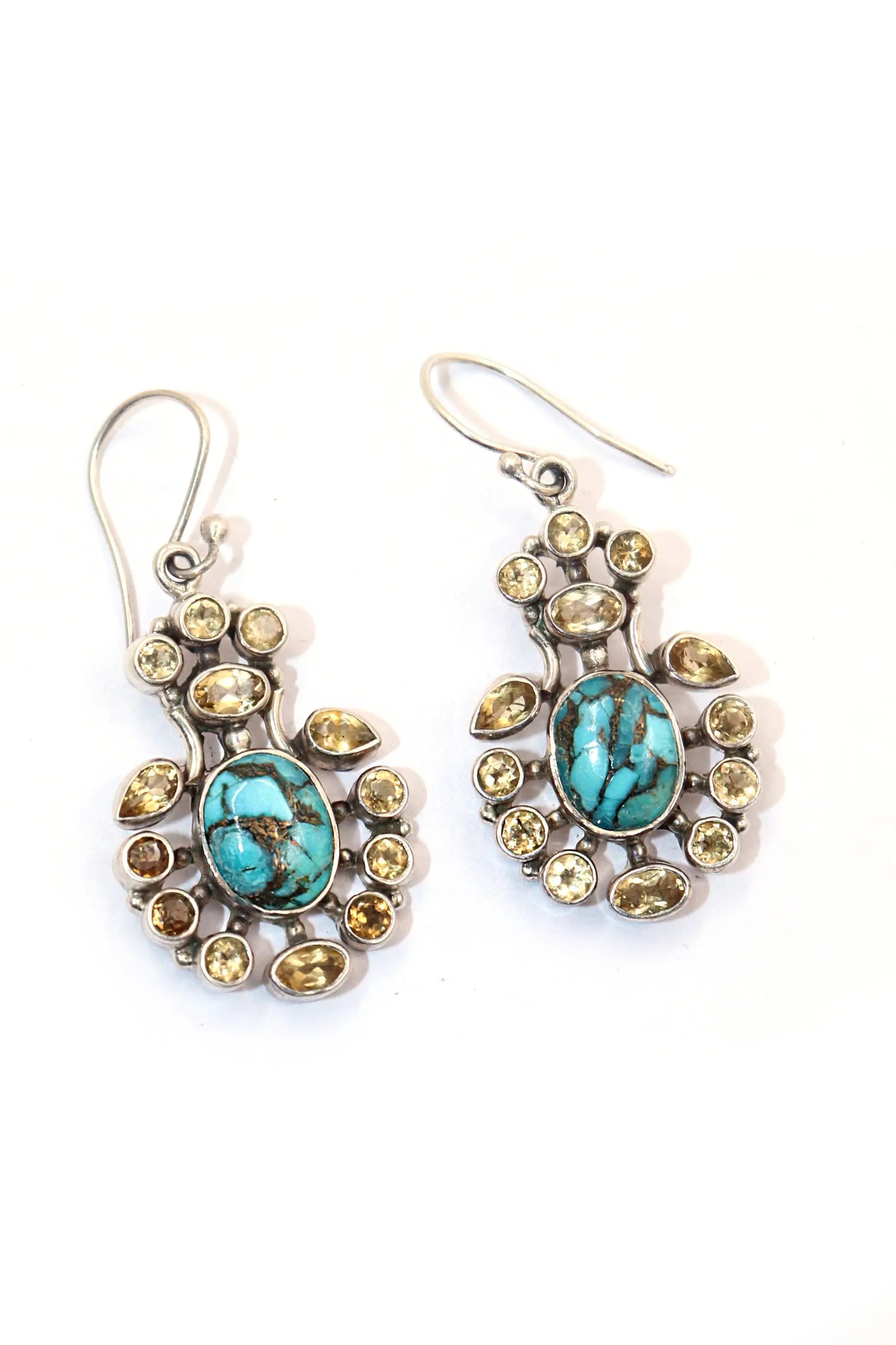 Turquoise & Citrine Gemstone Earring Jewelry VJewels