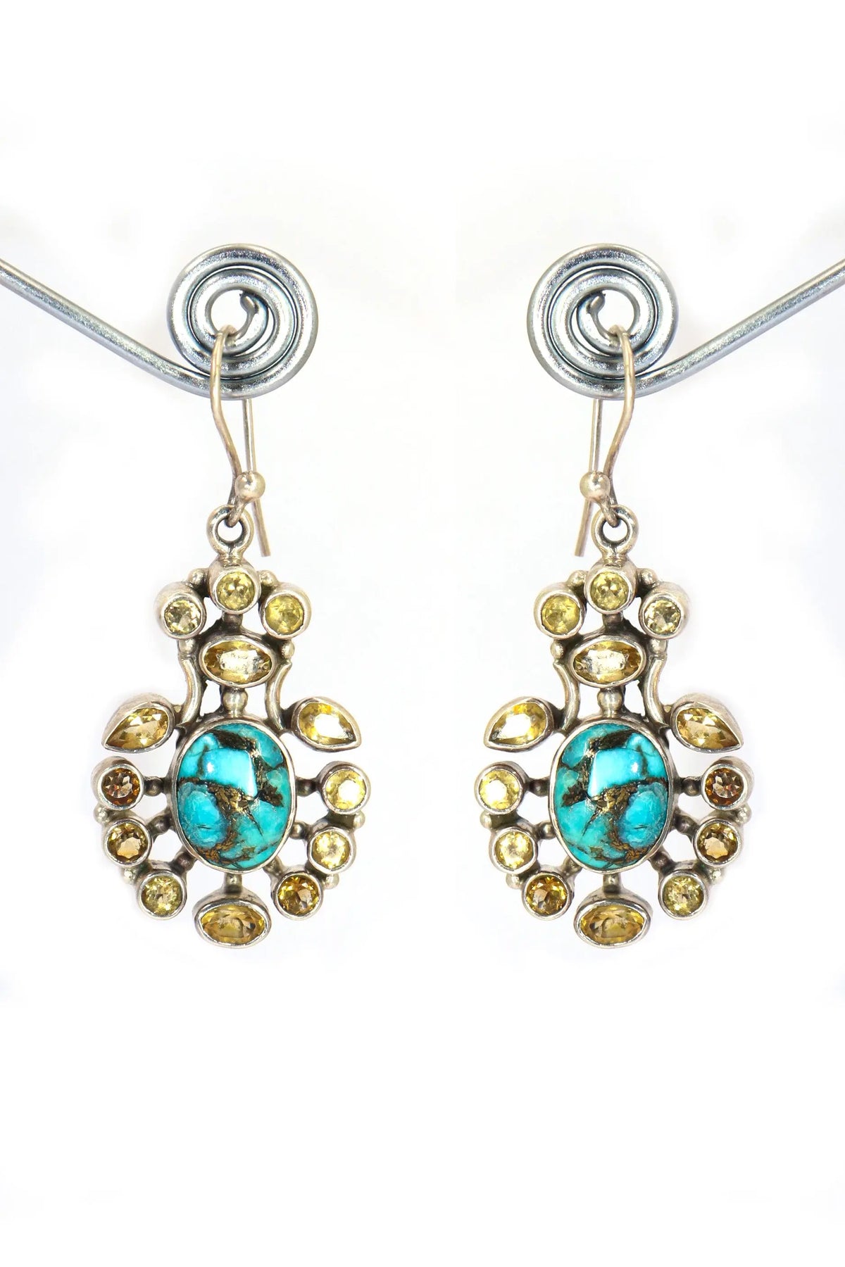 Turquoise & Citrine Gemstone Earring Jewelry VJewels