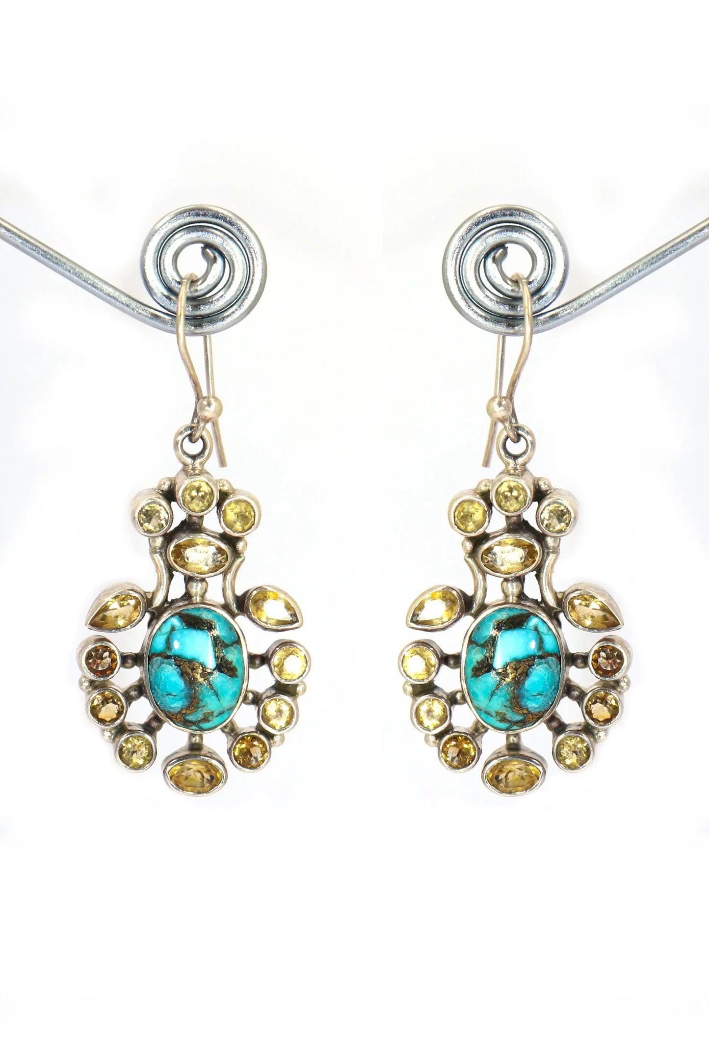 Turquoise & Citrine Gemstone Earring Jewelry VJewels