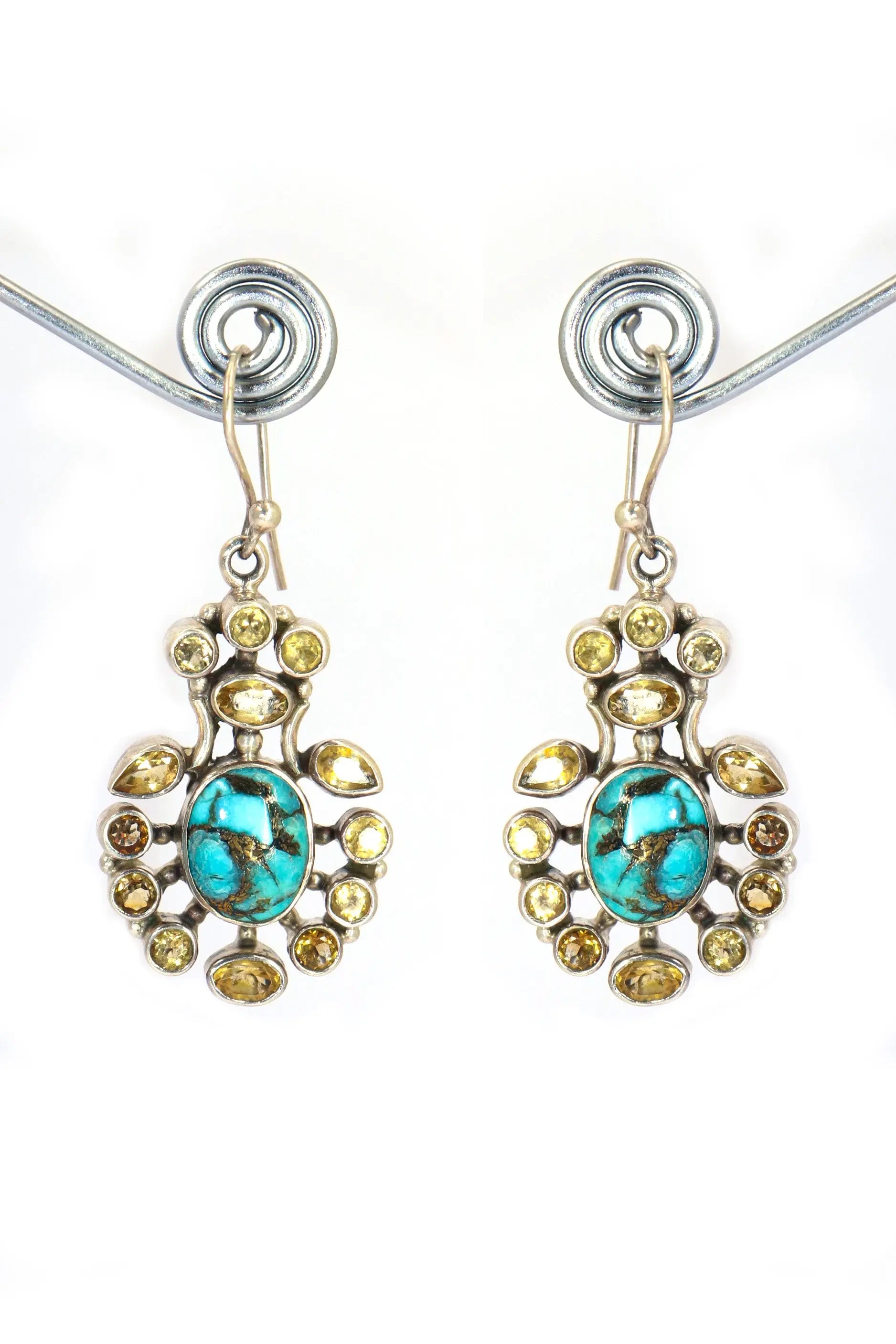 Turquoise & Citrine Gemstone Earring Jewelry VJewels