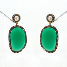 Two Tone Plated Emerald With Uncut Diamond Polki and Diamond Stud Earring Jewelry VJewels