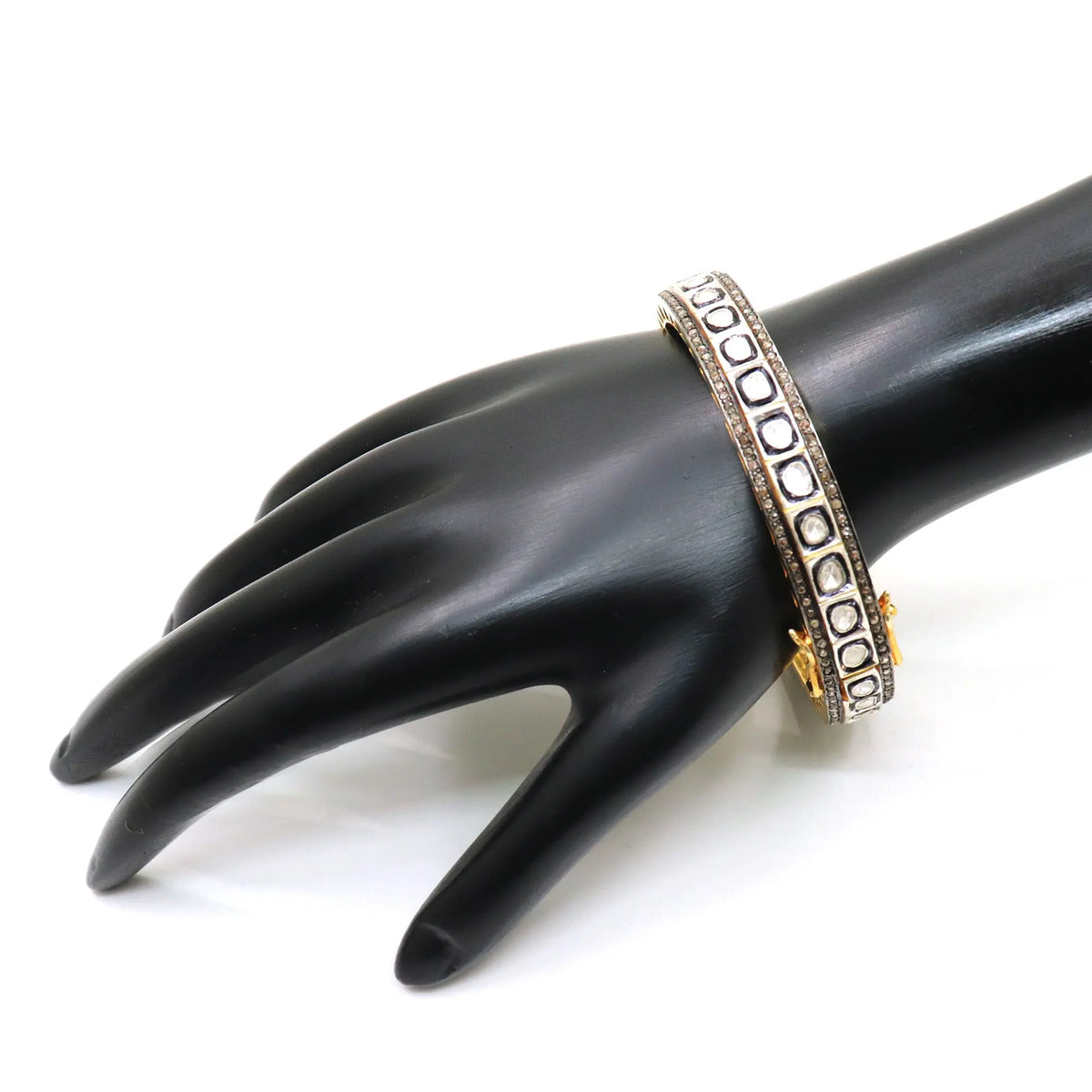 Two Tone Plated Uncut Diamond Polki And DiamondBangle Jewelry VJewels