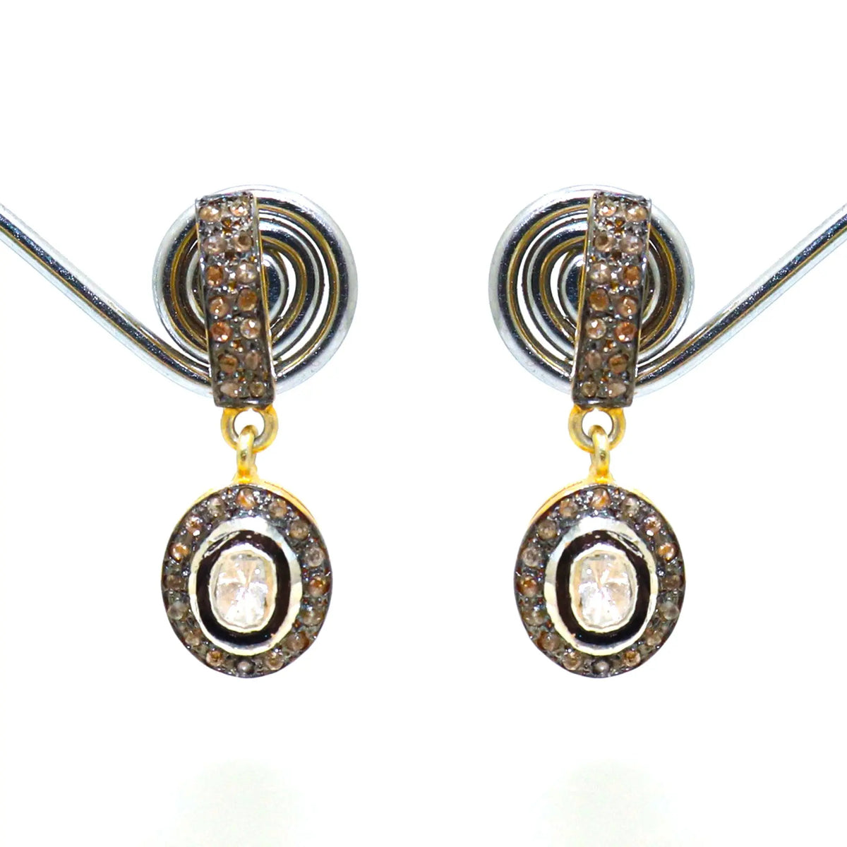 Uncut Diamond Polki And Diamond Stud Earring Jewelry VJewels