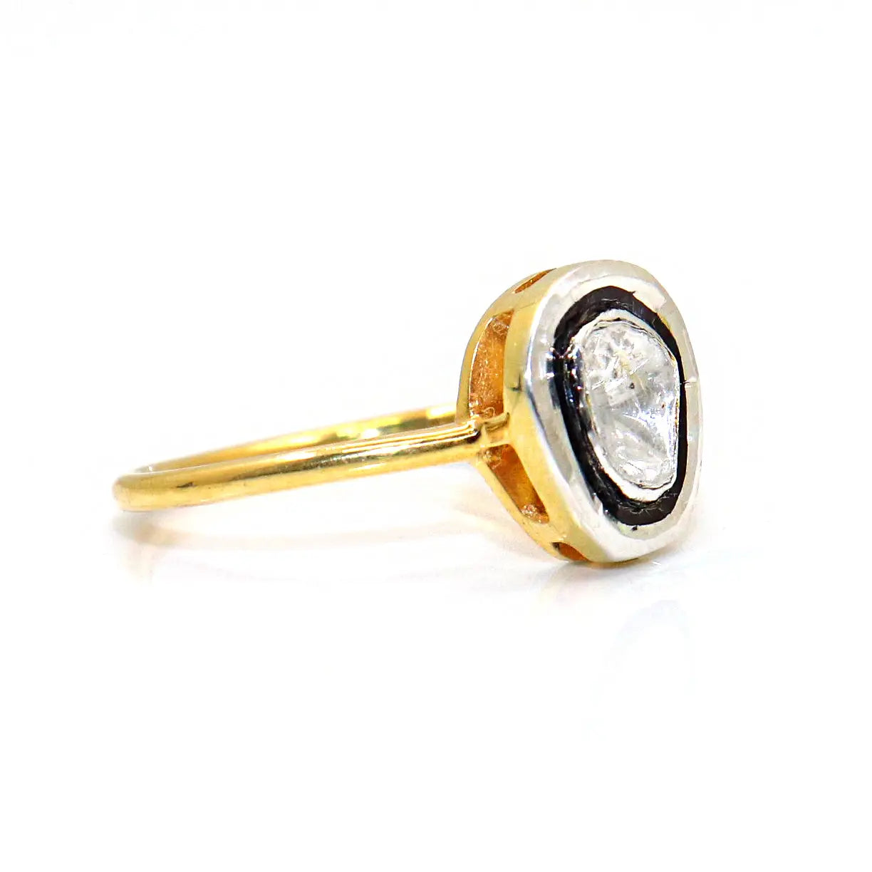 Uncut Diamond Polki Gold Plated Unisex Ring Jewelry VJewels