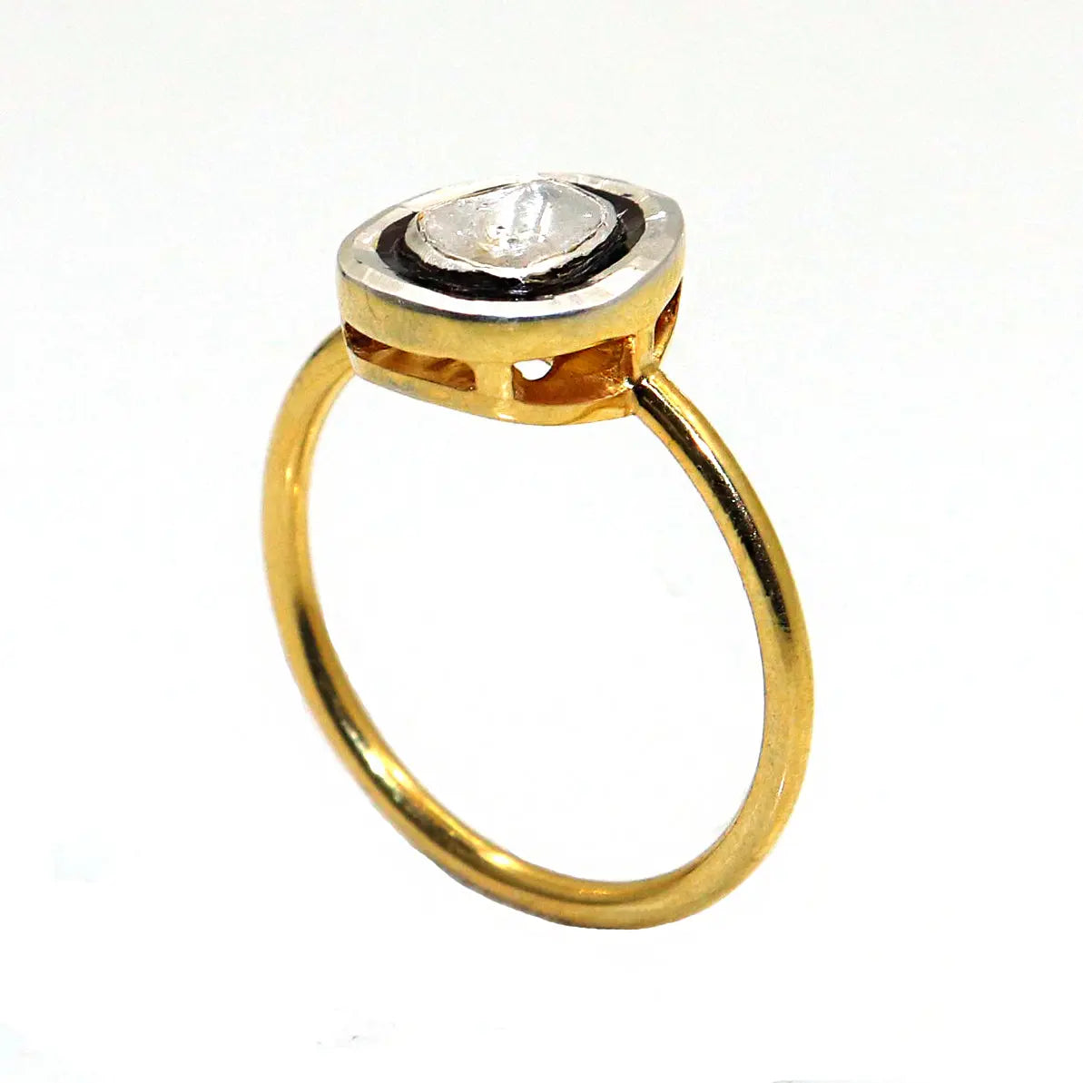 Uncut Diamond Polki Gold Plated Unisex Ring Jewelry VJewels