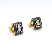 Uncut Diamond Polki With Diamond Stud Two Tone Plated Earring Jewelry VJewels