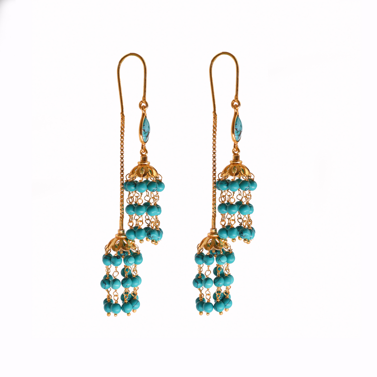 Turquoise Sui Dhaga Royal Earring