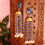 Tanzanite & Pearl Royal Long Earring