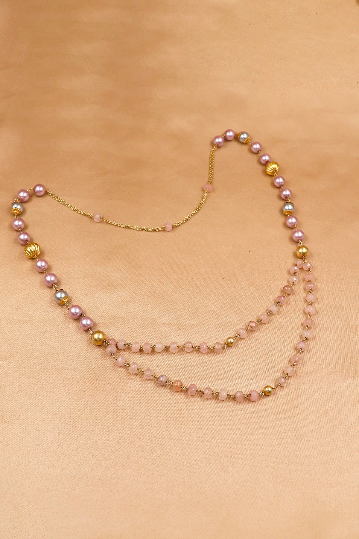 Rose Quartz & Pearl Regal Necklace