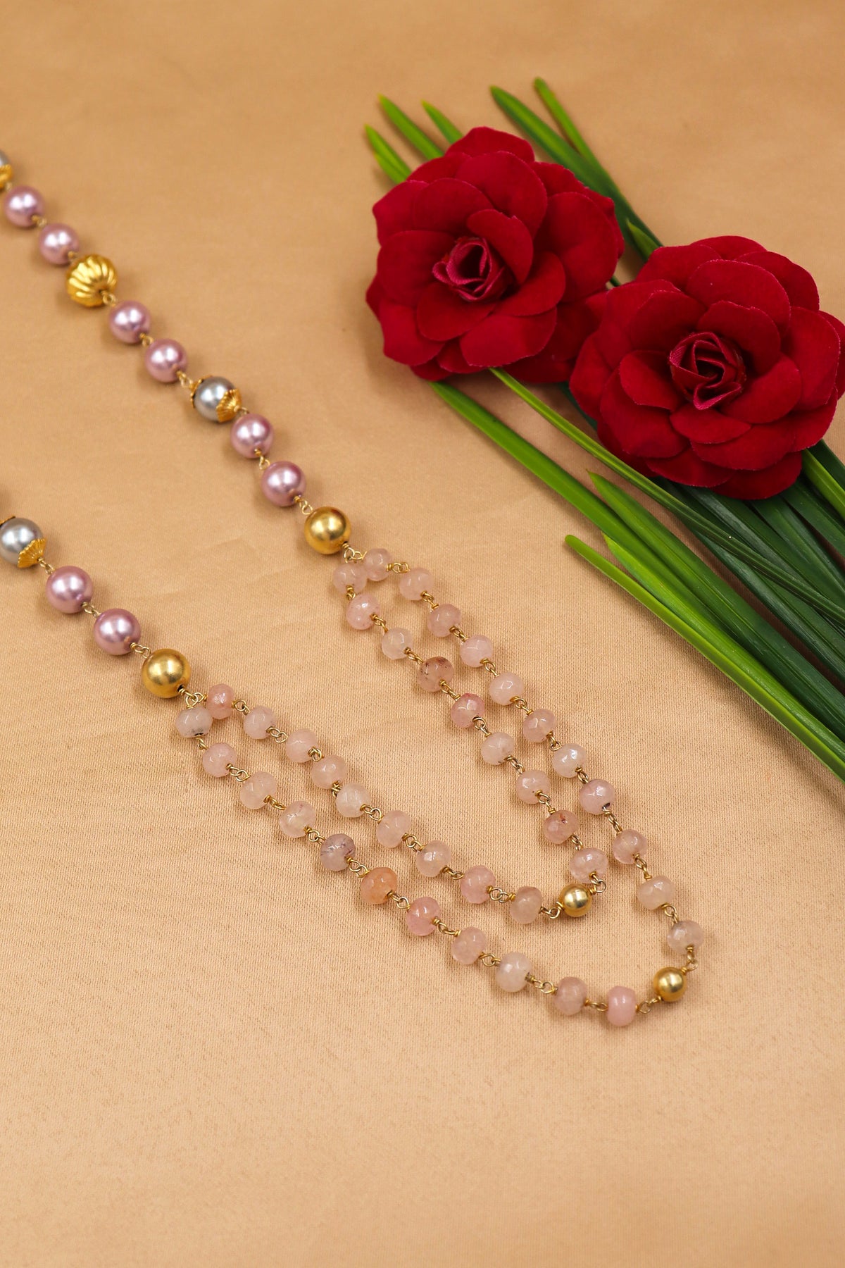 Rose Quartz & Pearl Regal Necklace