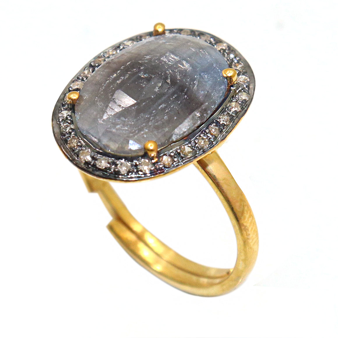 Luxury Wedding Band with Semi-Precious Gemstones Ring