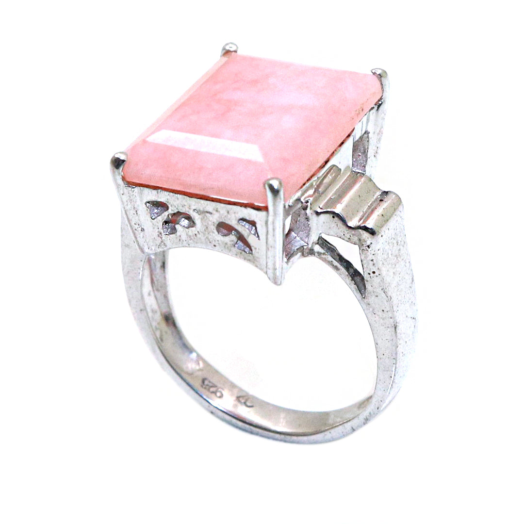 Modern Pink Opal Gemstone Wedding Ring for Her