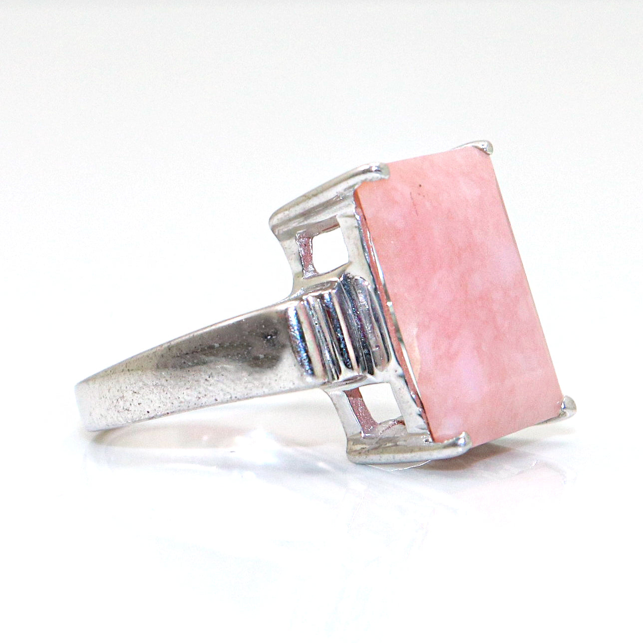 Modern Pink Opal Gemstone Wedding Ring for Her