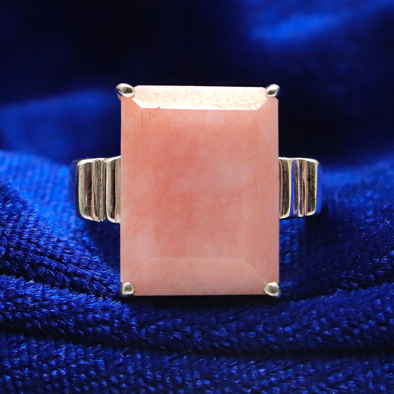 Modern Pink Opal Gemstone Wedding Ring for Her