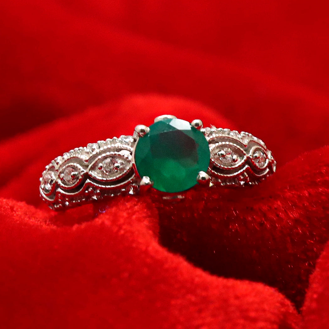 Customizable Green Onyx Gemstone with CZ Ring Jewelry