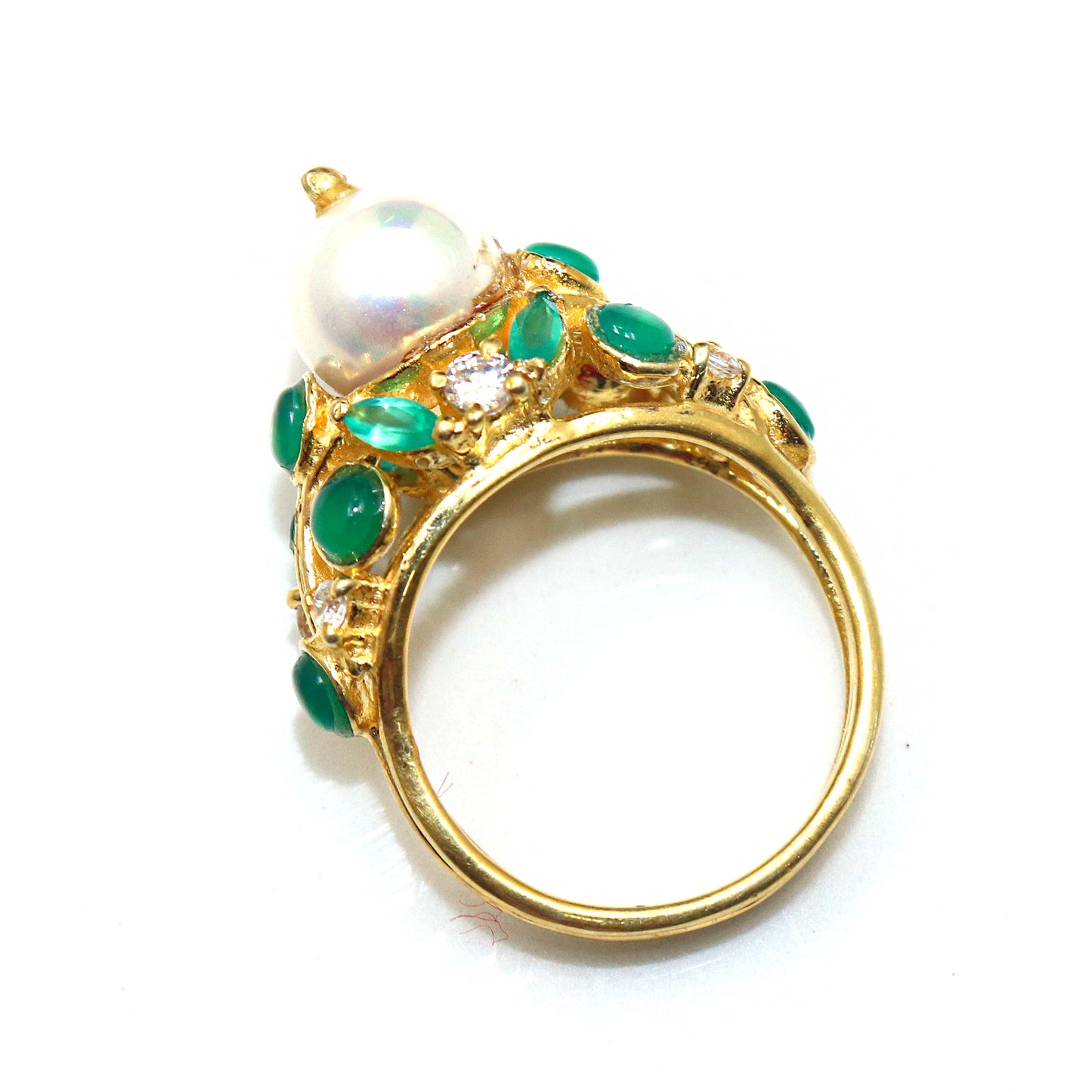 Festive-Season Must-Have – Pearl and Green Onyx Gemstone Ring