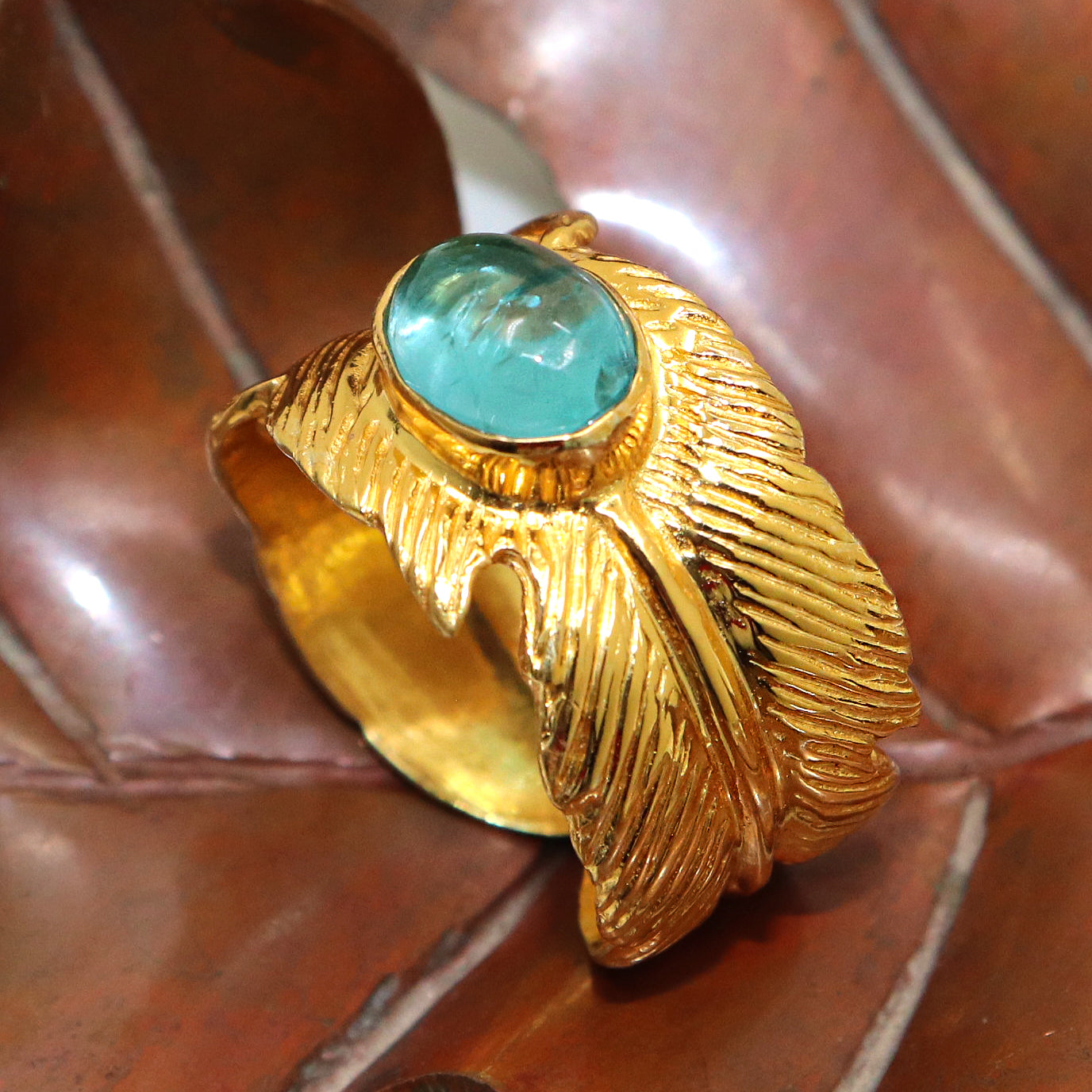 feather design ring jewelry