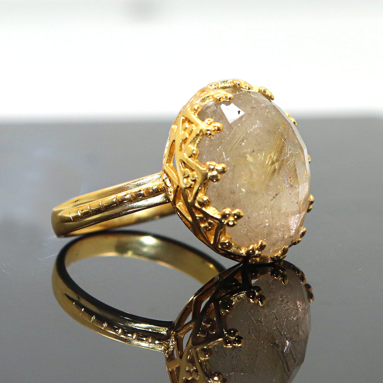 rutile gemstone ring