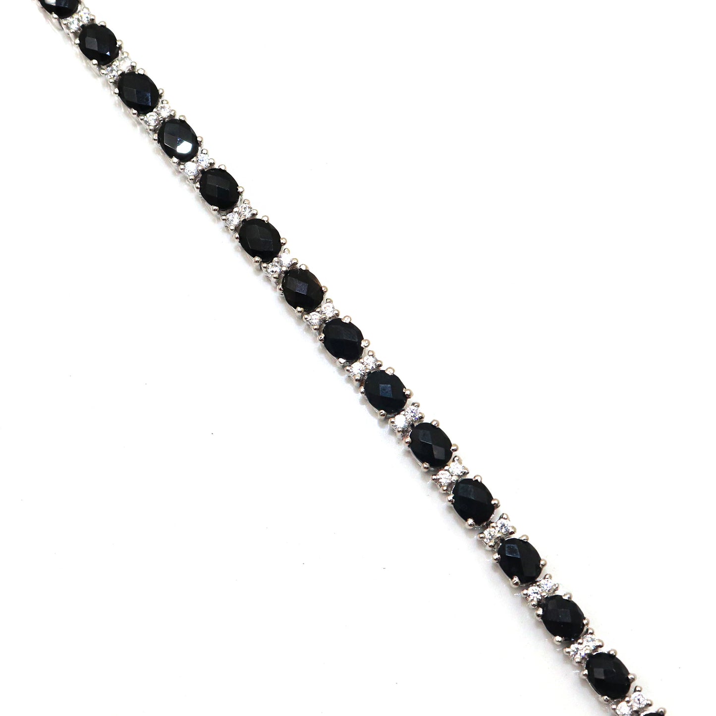 Light Weight Black Onyx with CZ Gemstone Bracelet Jewelry