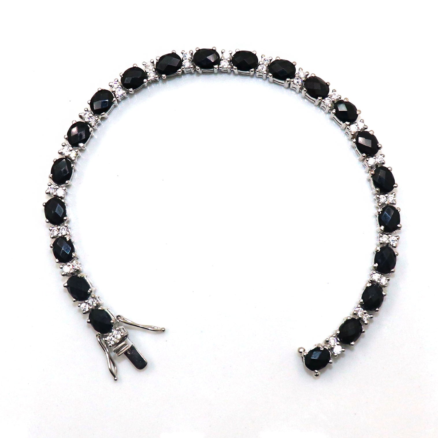 Light Weight Black Onyx with CZ Gemstone Bracelet Jewelry