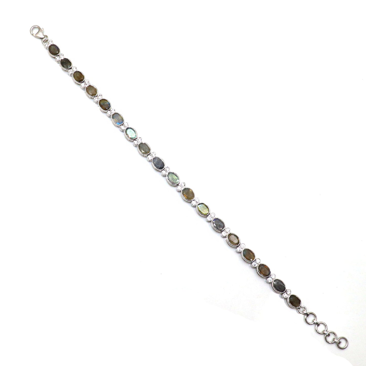 Eye Catchy Labradorite With CZ Gemstone Bracelet Jewelry