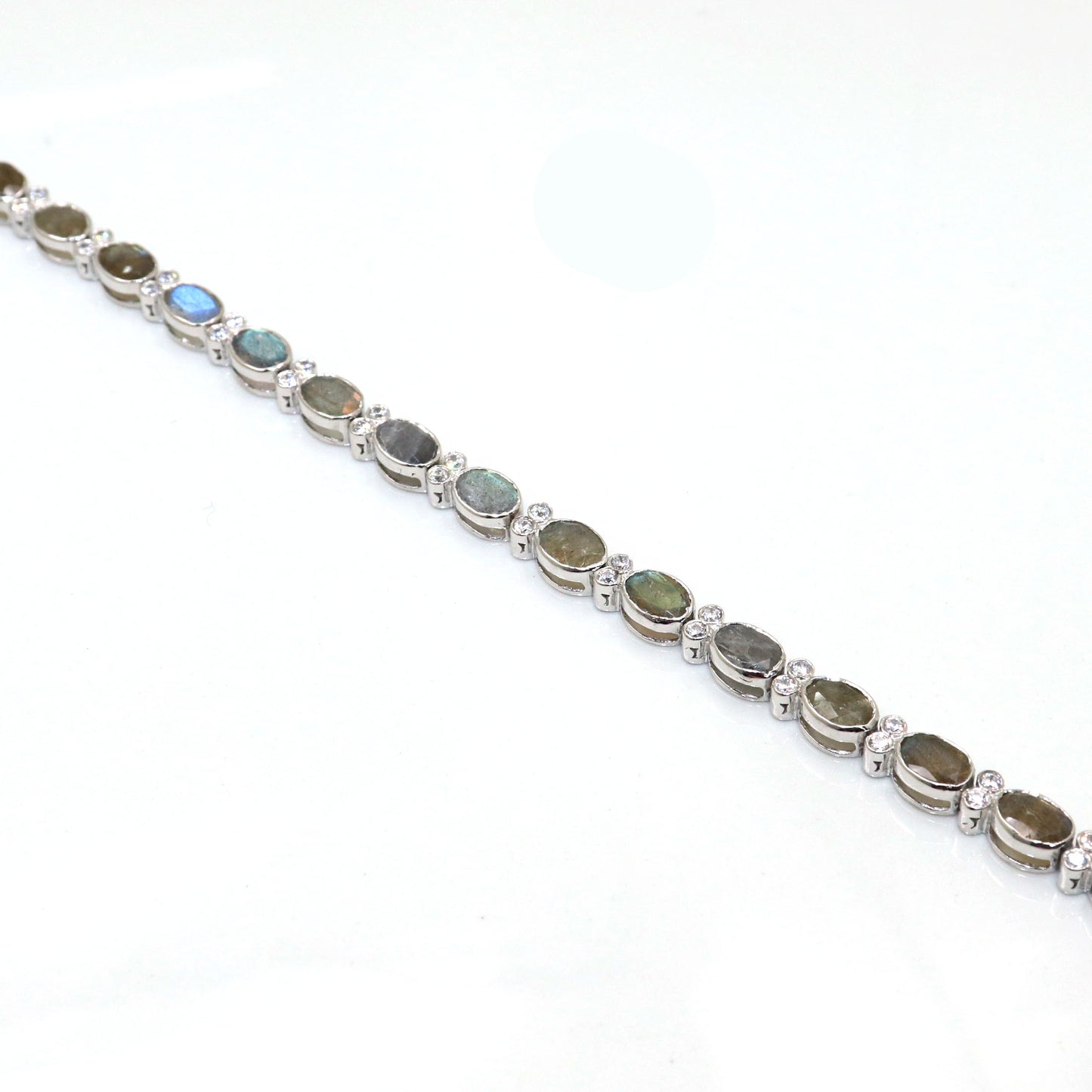 Eye Catchy Labradorite With CZ Gemstone Bracelet Jewelry