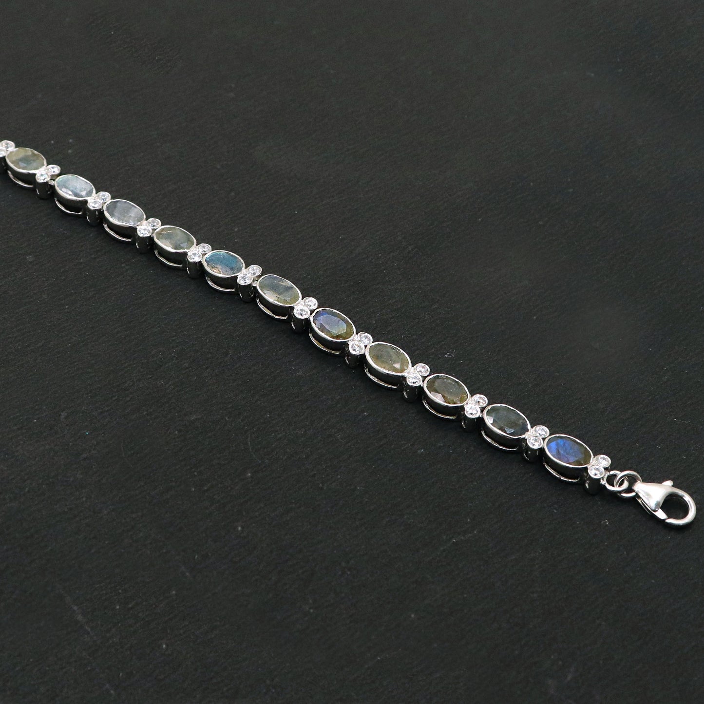 Eye Catchy Labradorite With CZ Gemstone Bracelet Jewelry