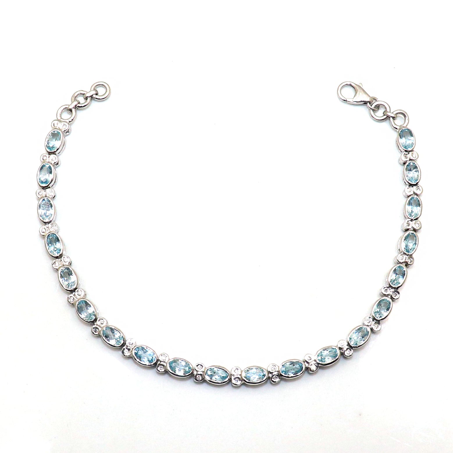 Exclusive Blue Topaz Gemstone with CZ Bracelets Jewelry