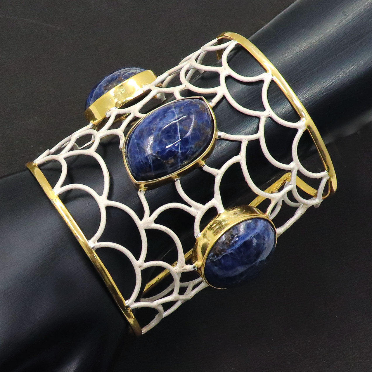 Sparkling Allure Gold Plated Lapis Lazuli Gemstone Bracelet