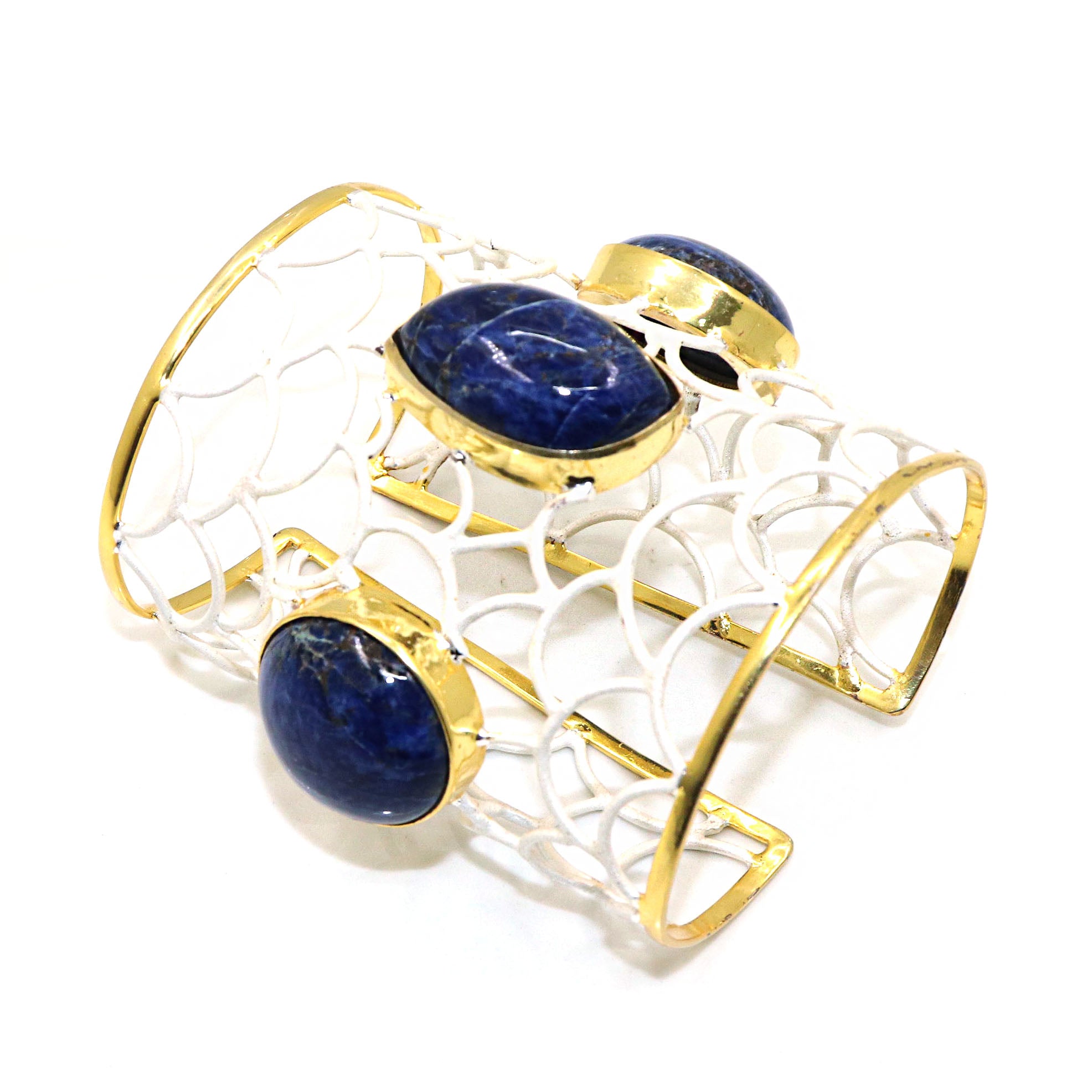 Sparkling Allure Gold Plated Lapis Lazuli Gemstone Bracelet