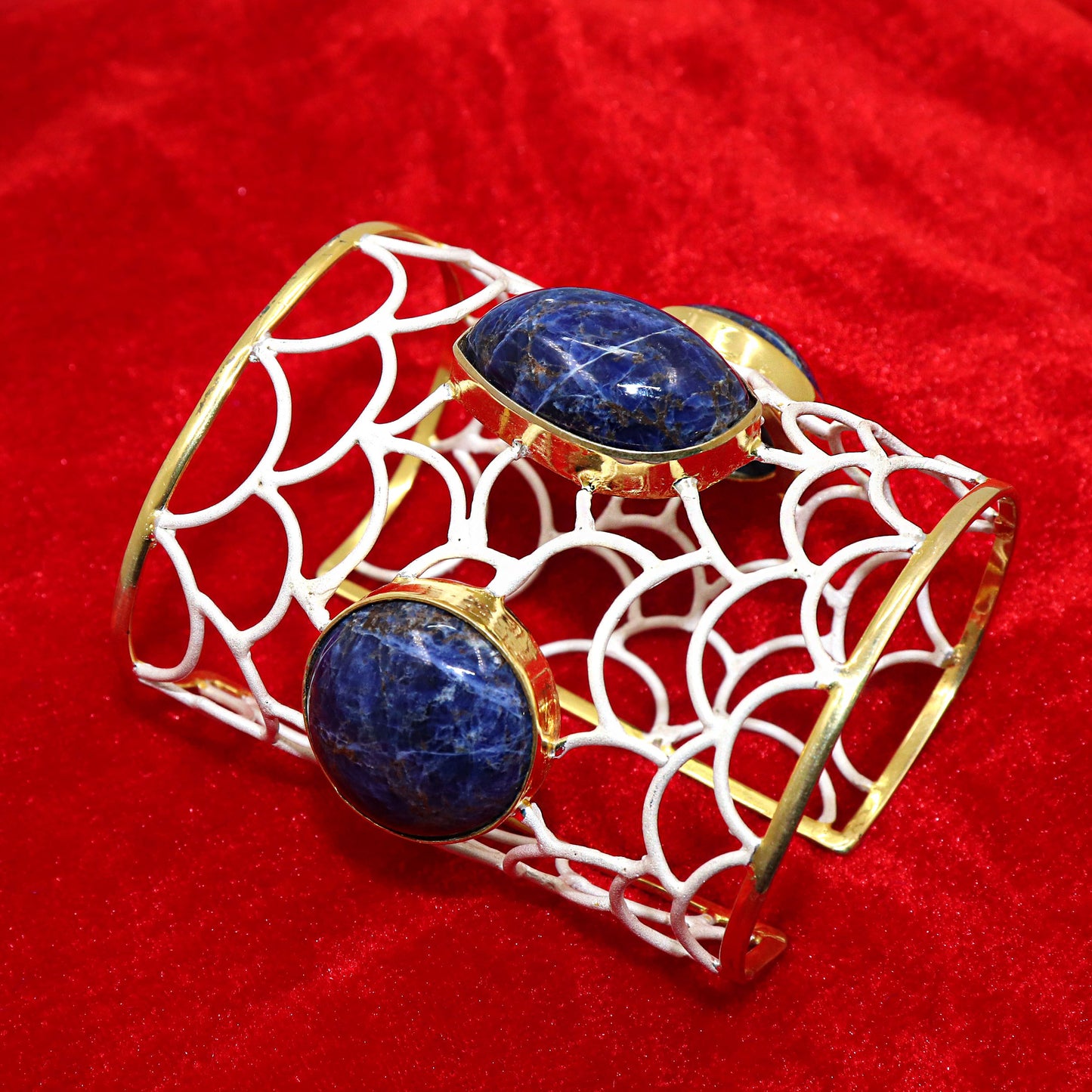 Sparkling Allure Gold Plated Lapis Lazuli Gemstone Bracelet