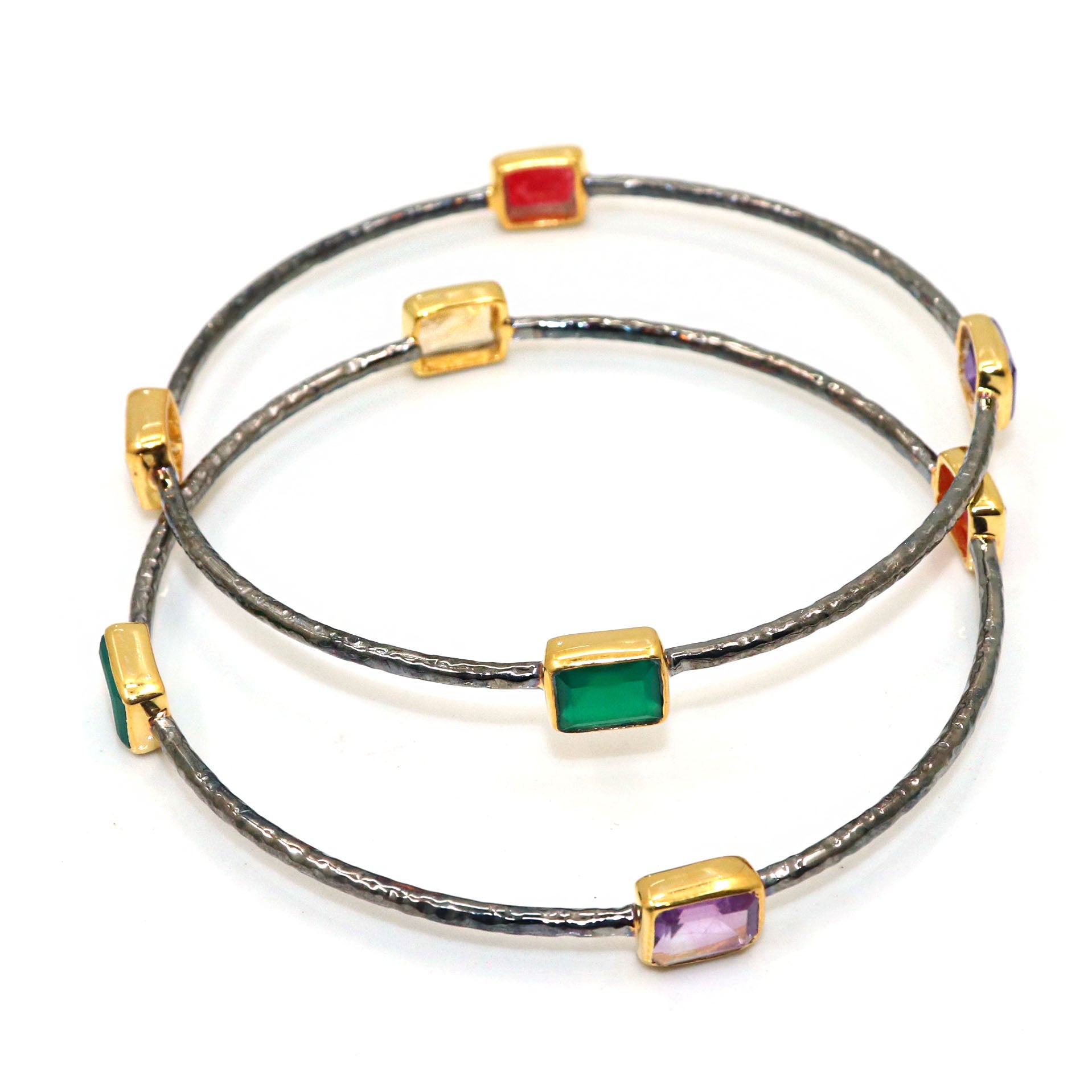 Twilight Glow Multi Gemstone Bracelet Cum Bangle Jewelry