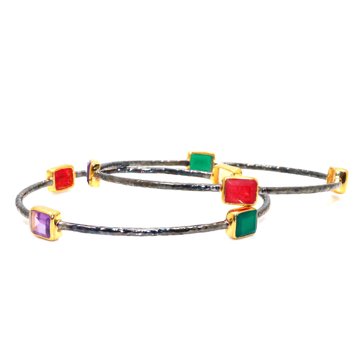 Twilight Glow Multi Gemstone Bracelet Cum Bangle Jewelry