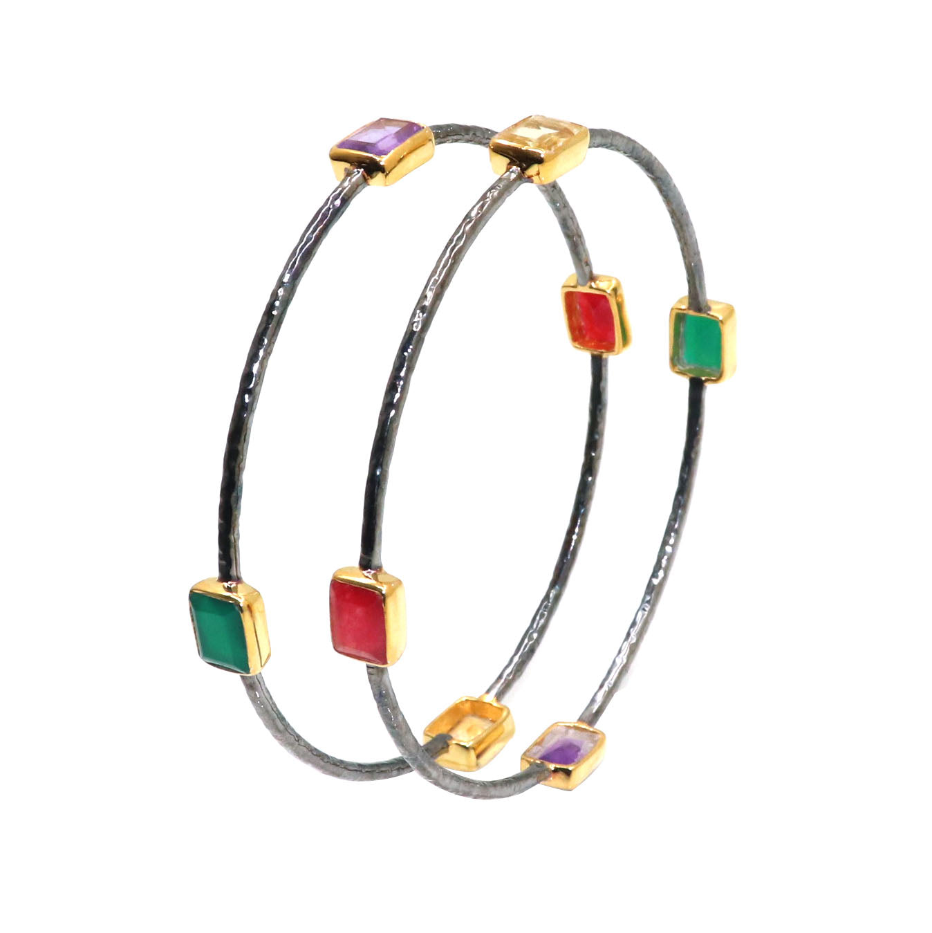 Twilight Glow Multi Gemstone Bracelet Cum Bangle Jewelry