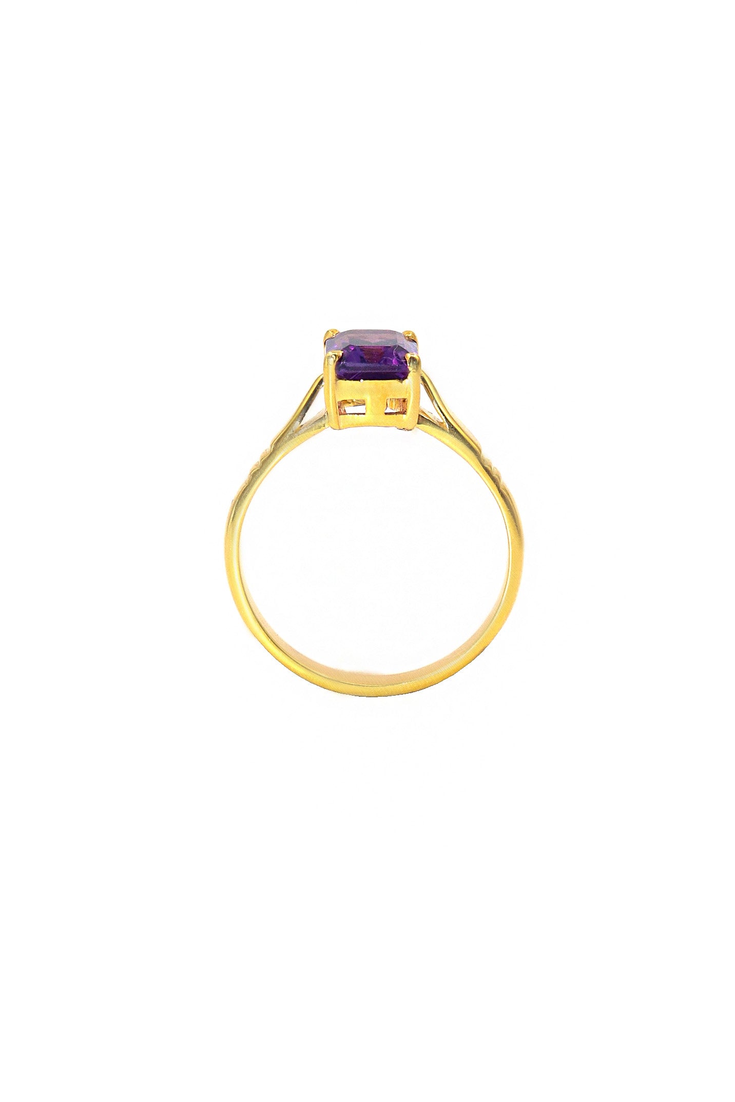 Gold Plated Purple Amethyst Gemstone Ring Jewelry