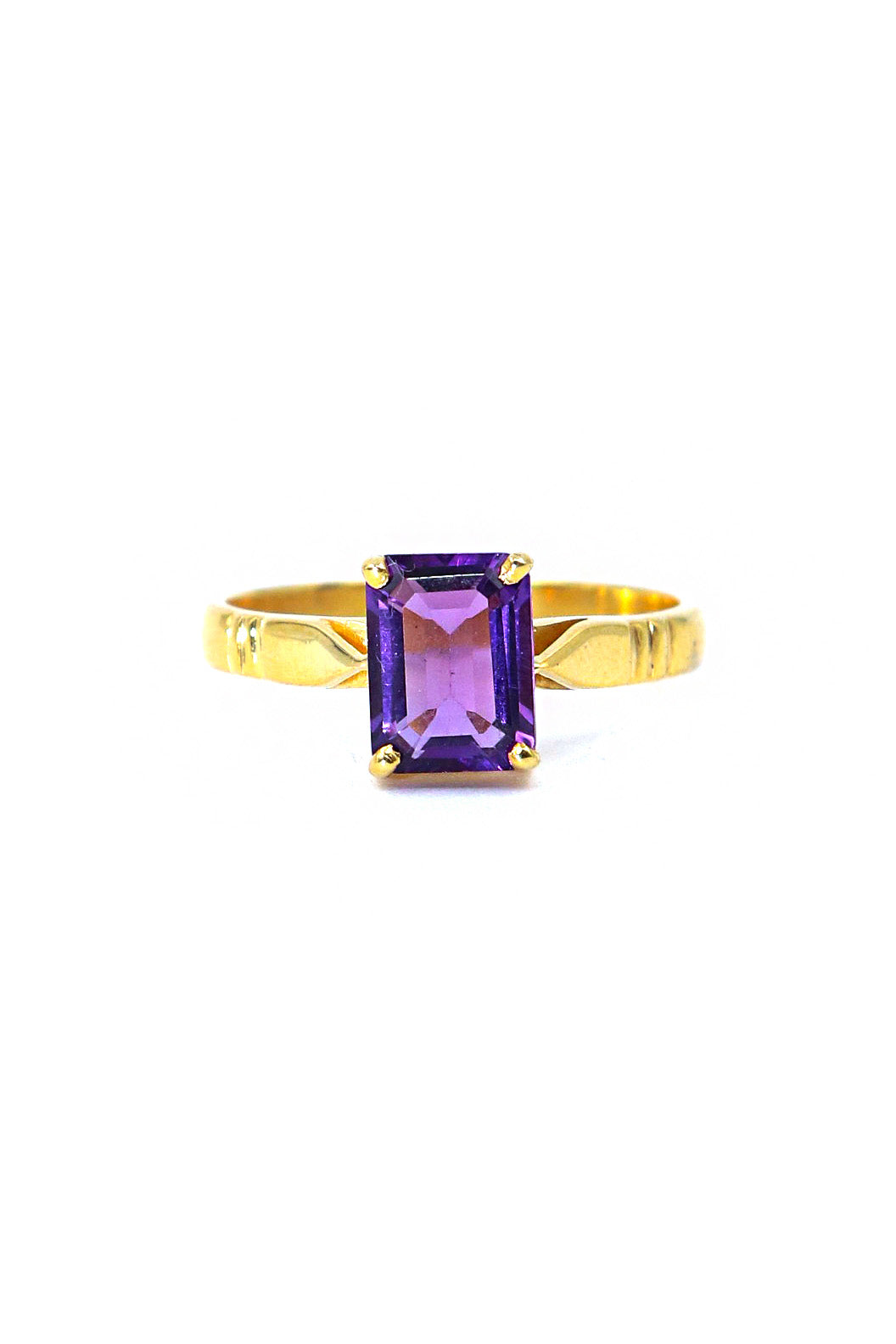 Gold Plated Purple Amethyst Gemstone Ring Jewelry