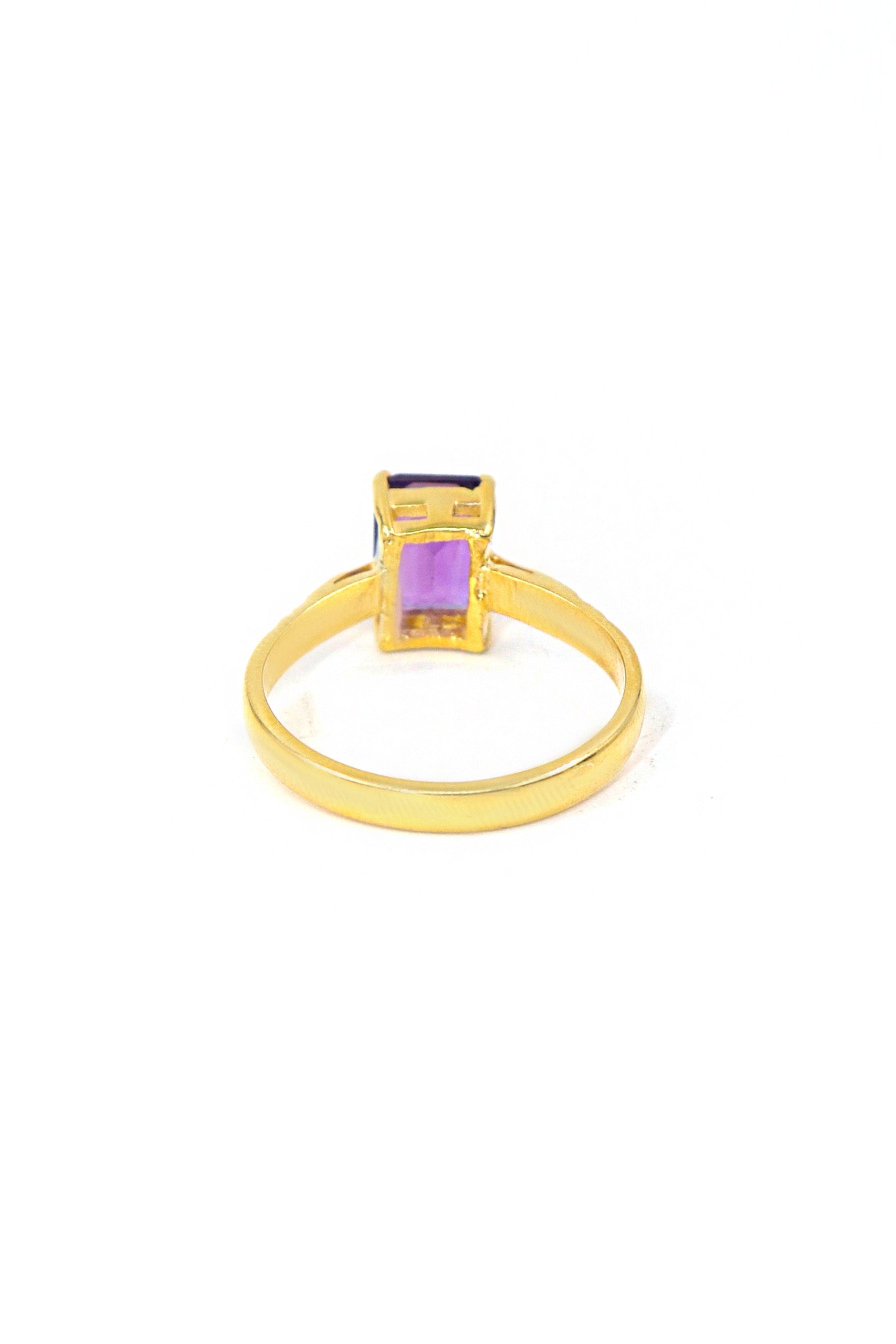 Gold Plated Purple Amethyst Gemstone Ring Jewelry